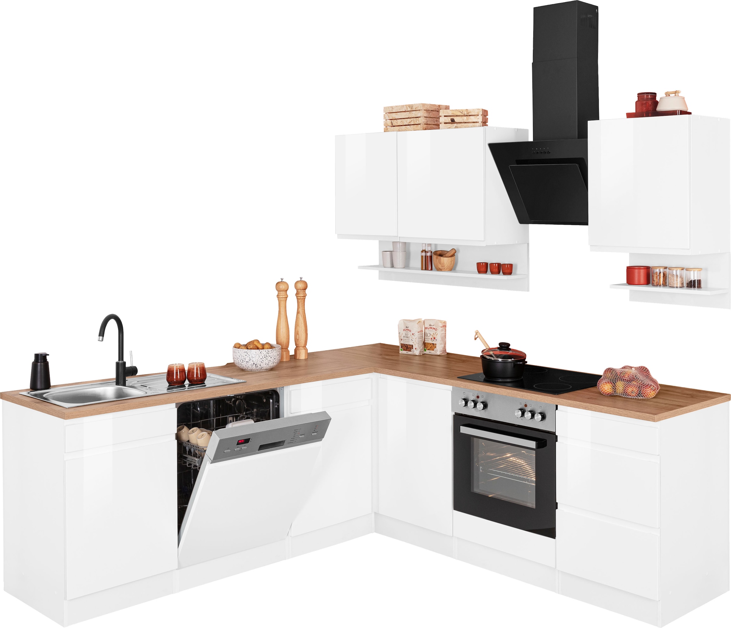 KOCHSTATION Winkelküche »KS-Virginia« Stellbreite 220/220 cm, wahlweise mit E-Geräten