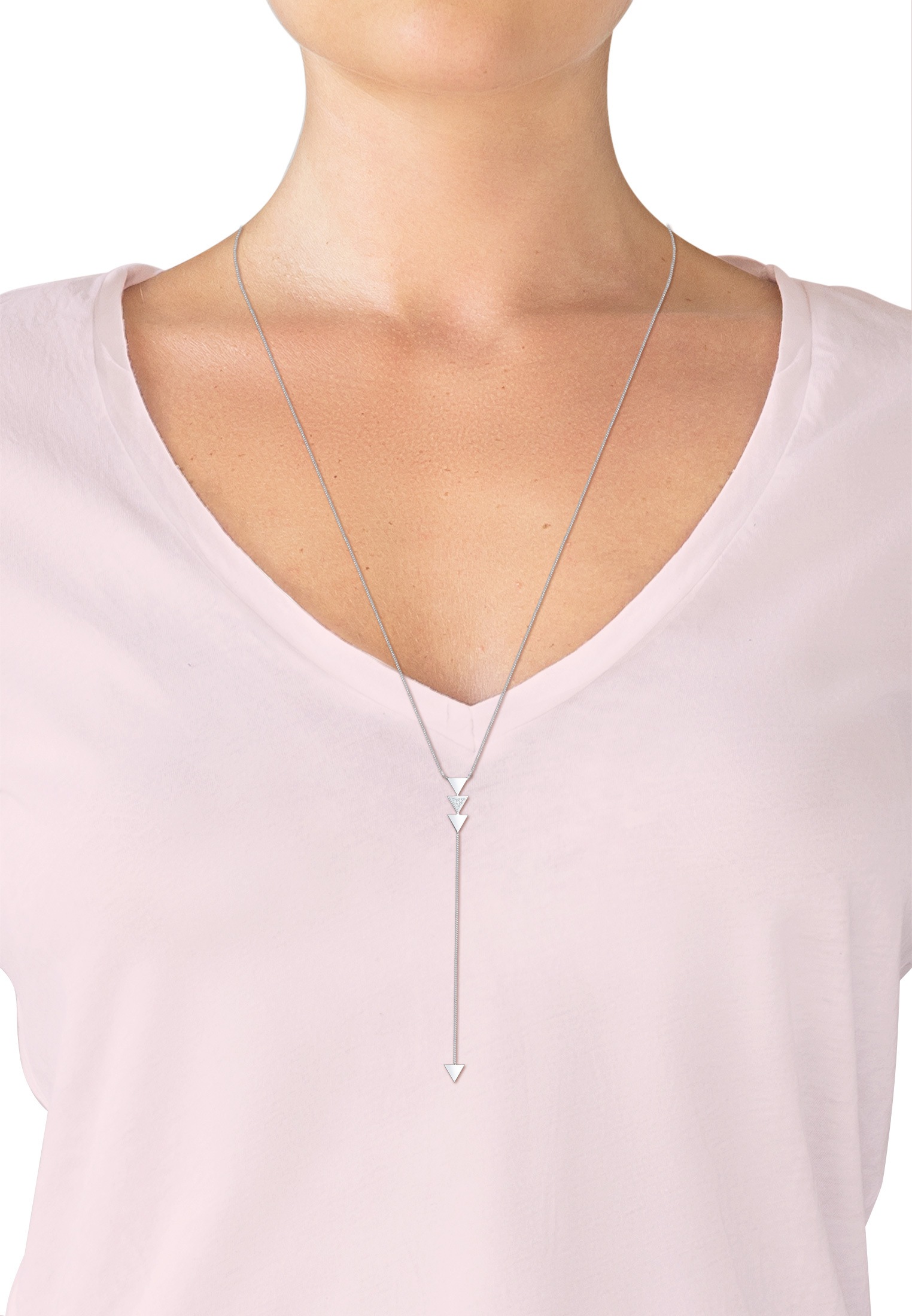 Elli Y-Kette »Halskette Y-Kette Dreieck Glas Kristalle Weiß 925 Sterling Silber«
