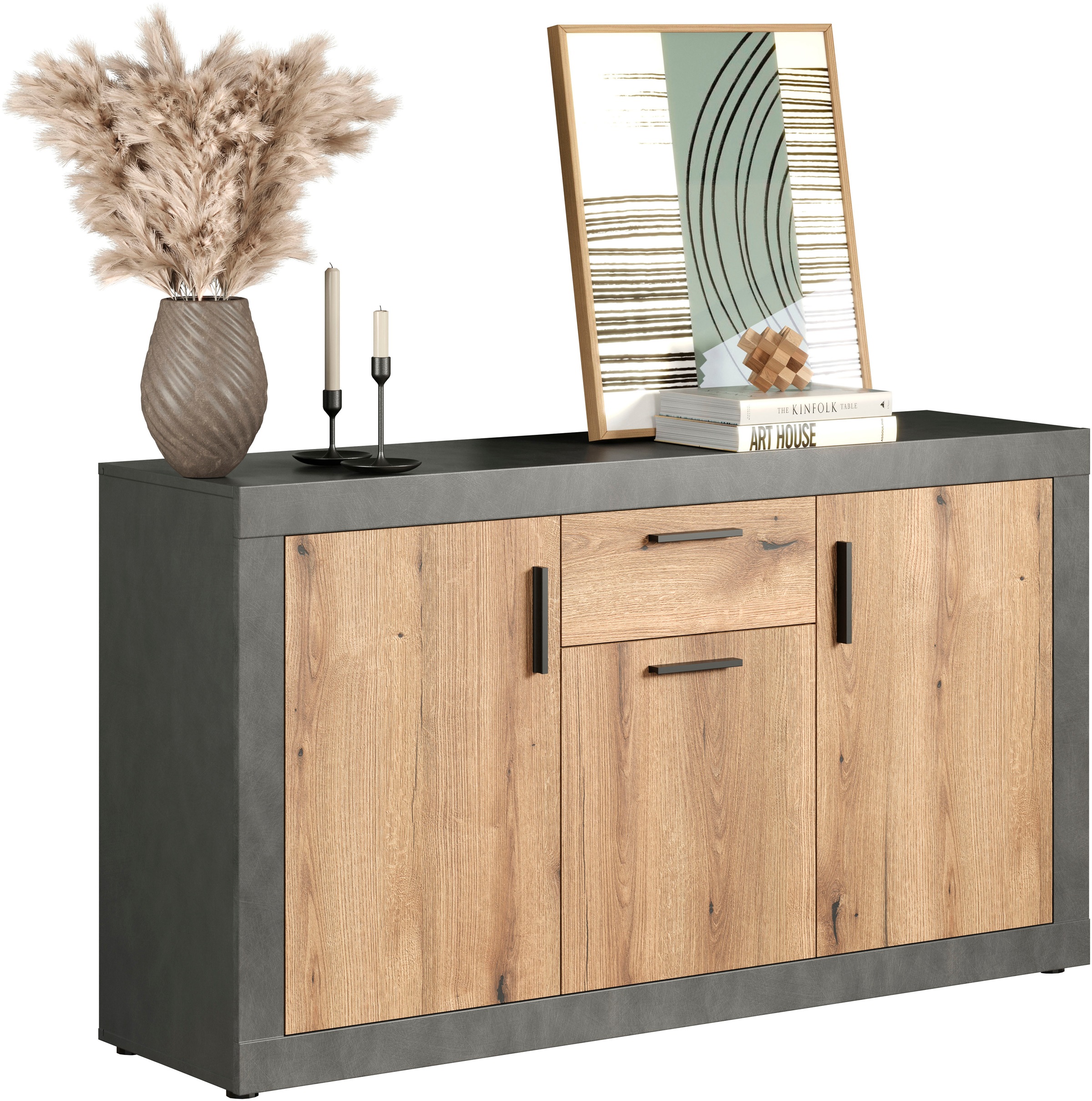 INOSIGN Sideboard »Bergen«, (Packung, 1 St.), Sideboard mit 3 Türen & 1 Schublade - (B/T/H) 149/40/83 cm