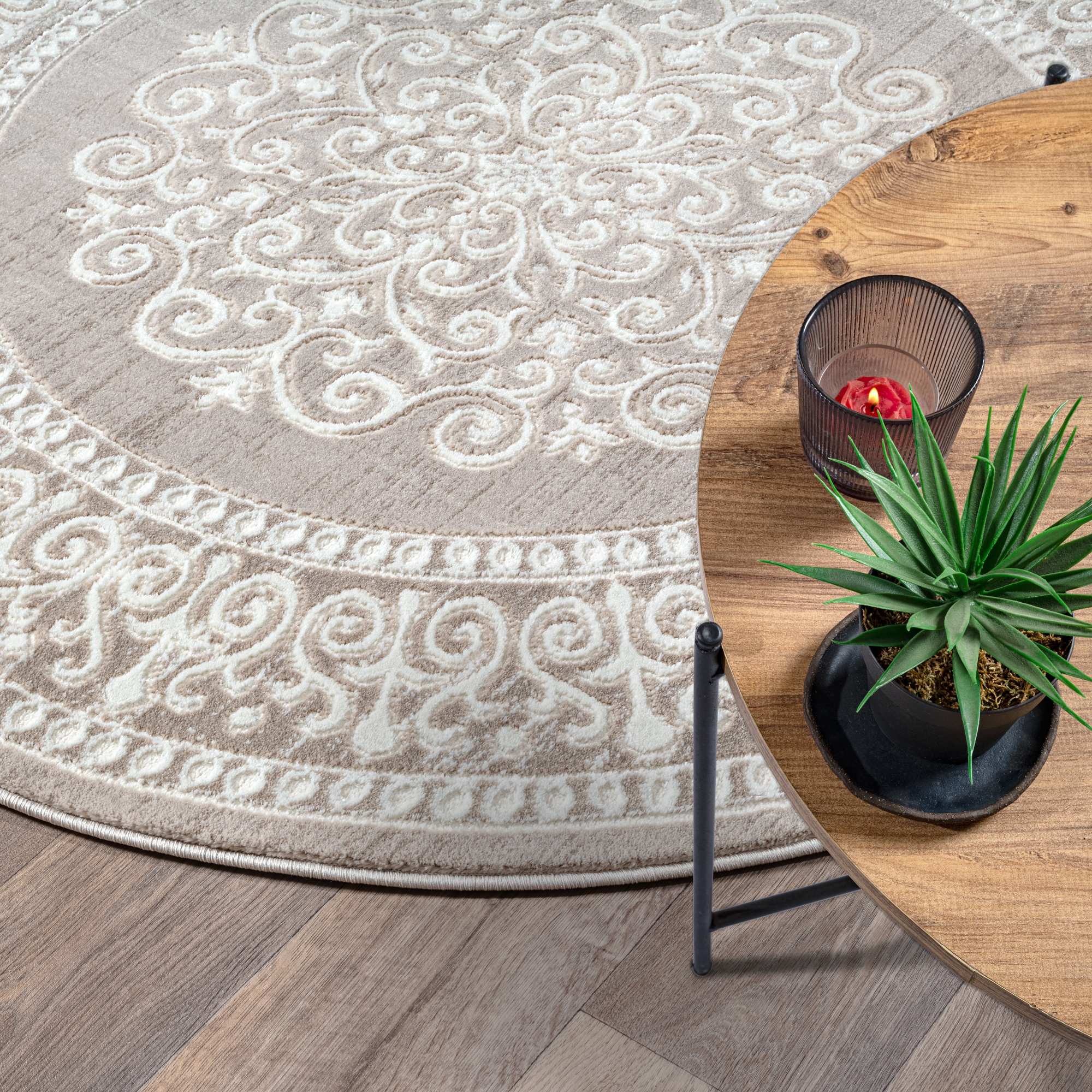 Sanat Teppich »Harmony 3204 , auch als Läufer und rund« rund 12 mm Höhe Wohnzimmer, Kurzflor, modern,  Orient Optik, Schlafzimmer
