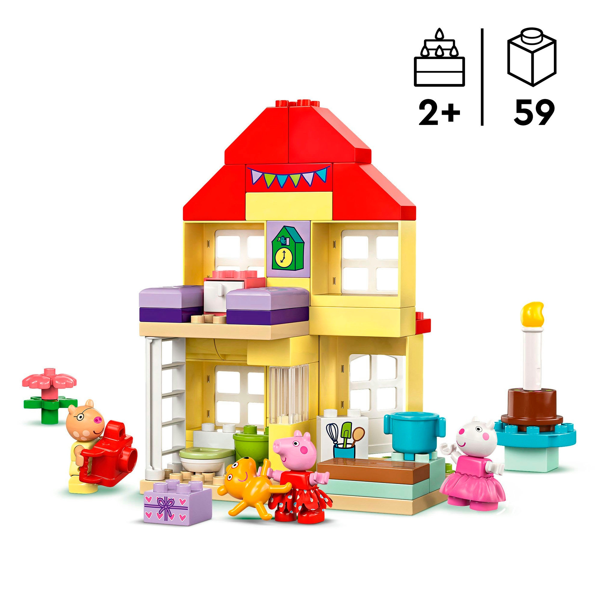 LEGO® Konstruktionsspielsteine »Peppas Geburtstagshaus (10433), LEGO DUPLO Peppa Pig«, (59 St.), Made in Europe