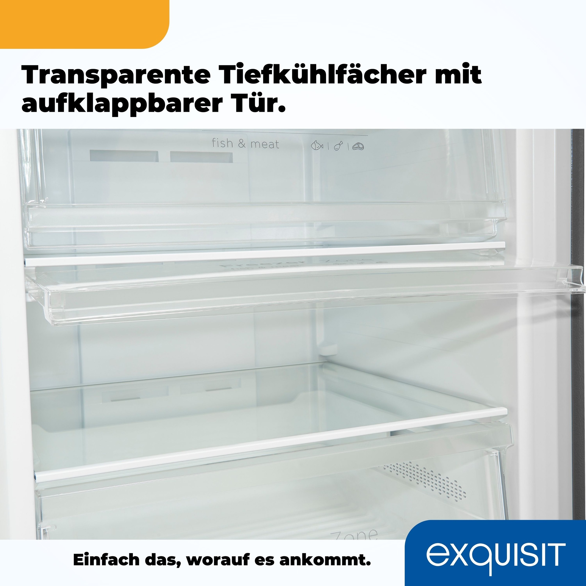 exquisit Gefrierschrank »GS380-NF-H-050E inoxlook«, 185,5 cm hoch, 71 cm breit, Türanschlag wechselbar