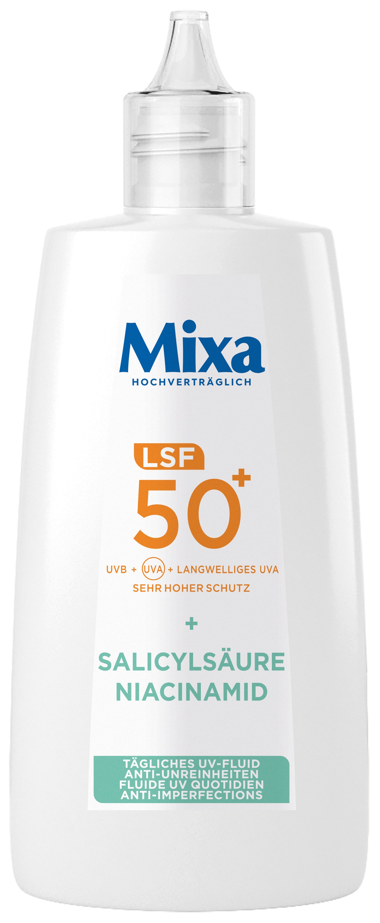 Mixa Gesichts-Reinigungsfluid »MIXA ANTI-UNREINHEITEN LSF50 + UV FLUID« mit Niacinamid