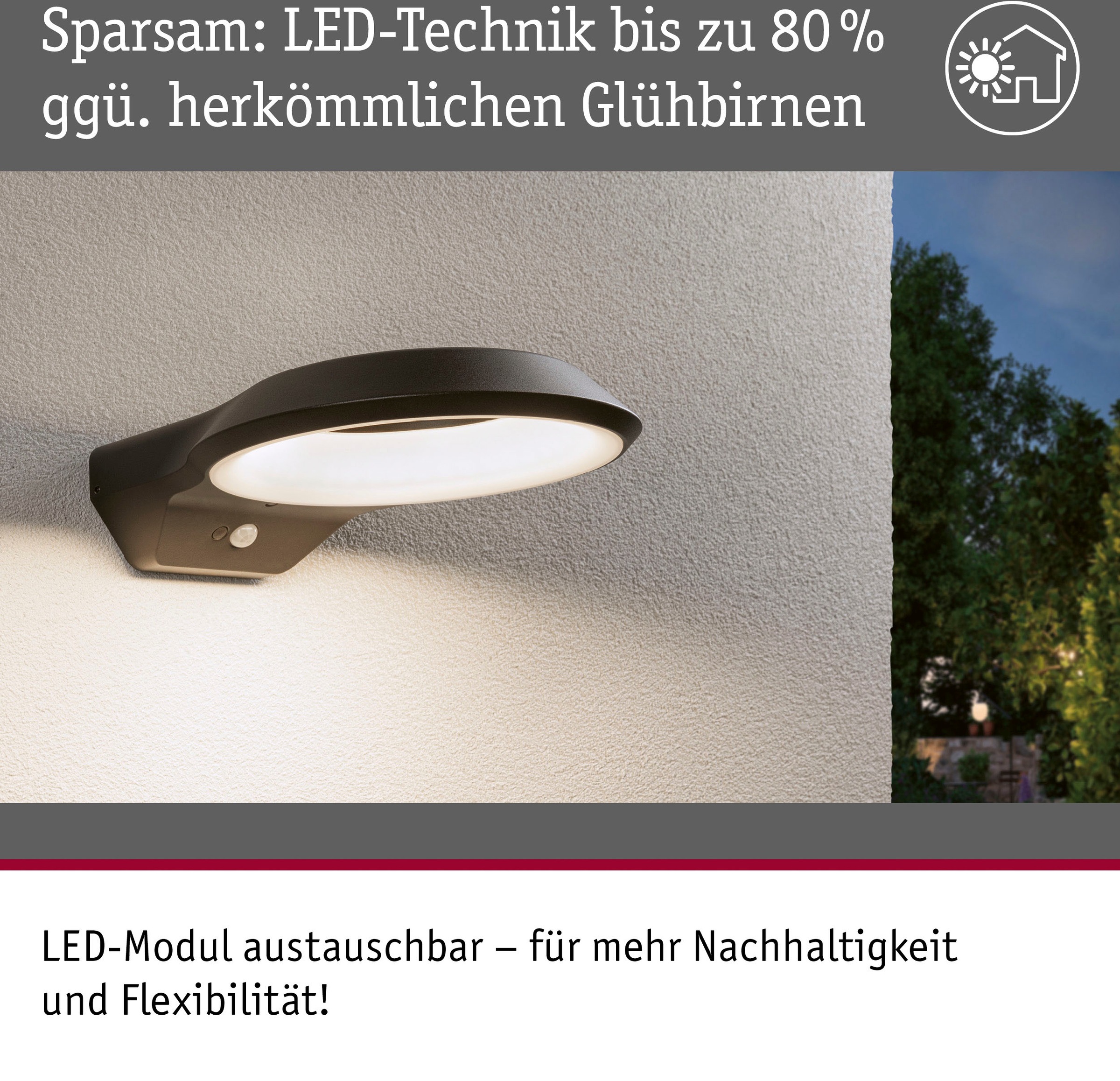 Paulmann LED Außen-Wandleuchte »Anela 230V anthrazit IP44«, 1 flammig