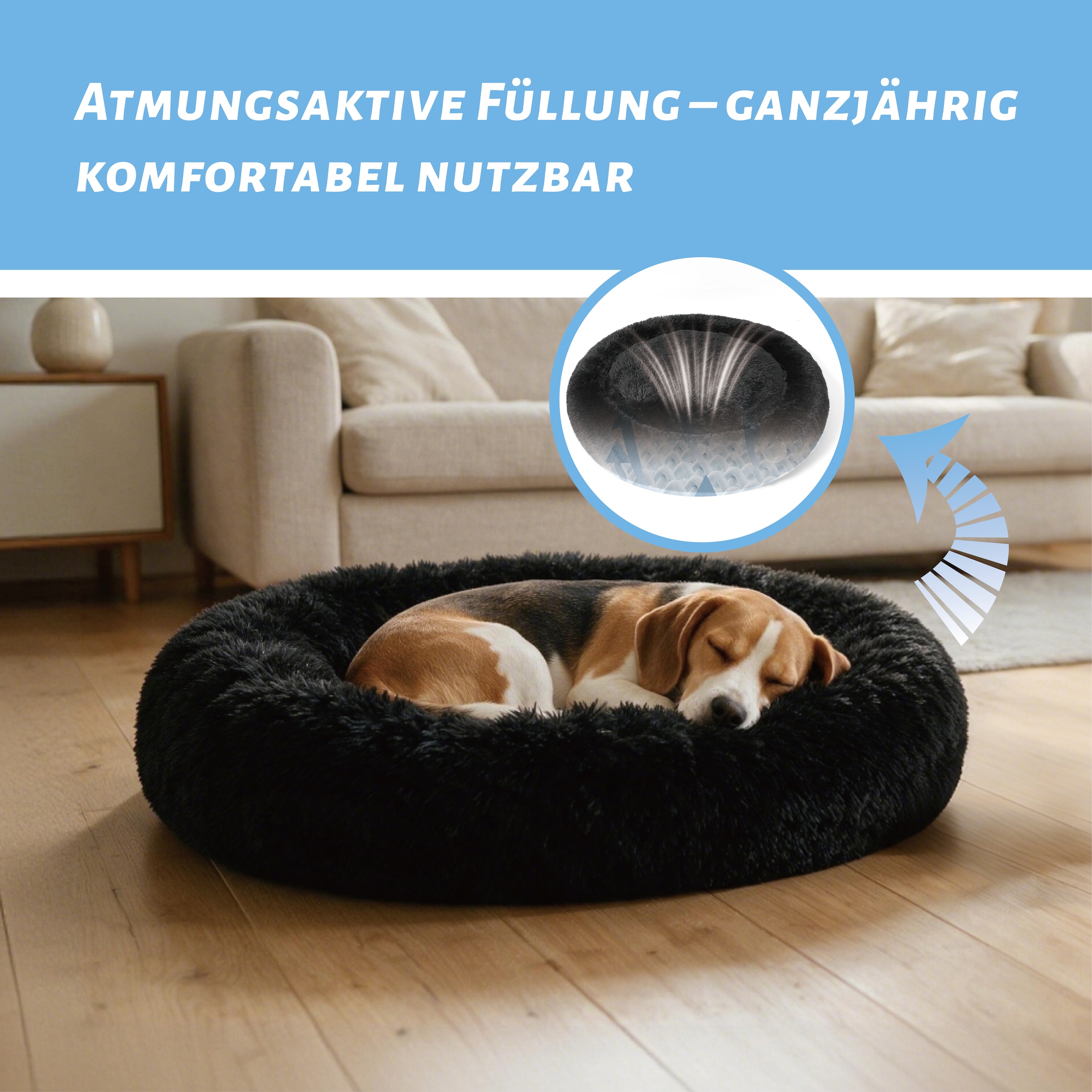 OTTO home Hundebett »Cloudy« Kuscheliges Plüschbett mit weichem Rundrand