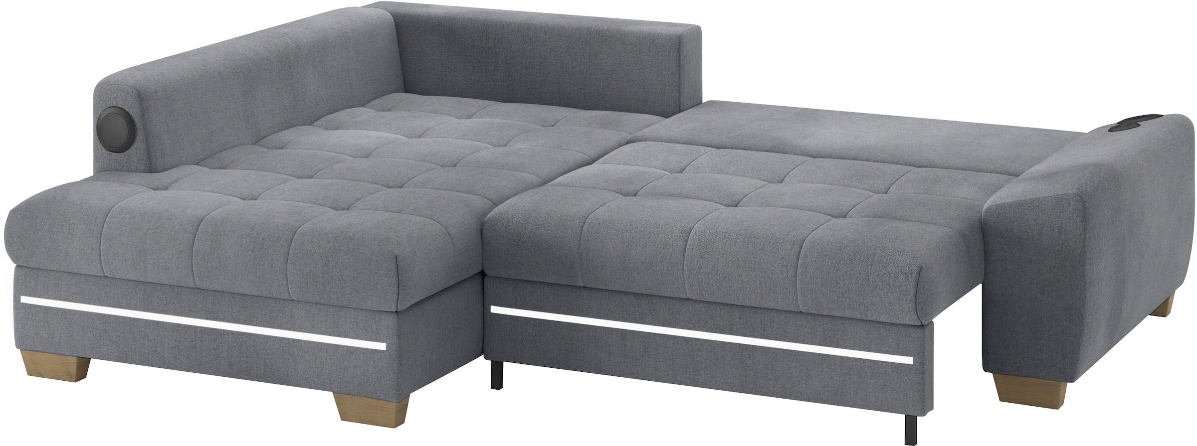 Mr. Couch Ecksofa »Nikita II, L-Form«, mit Kaltschaum, RGB-LED, Soundsystem, wahlweise mit Bett, Bettkasten