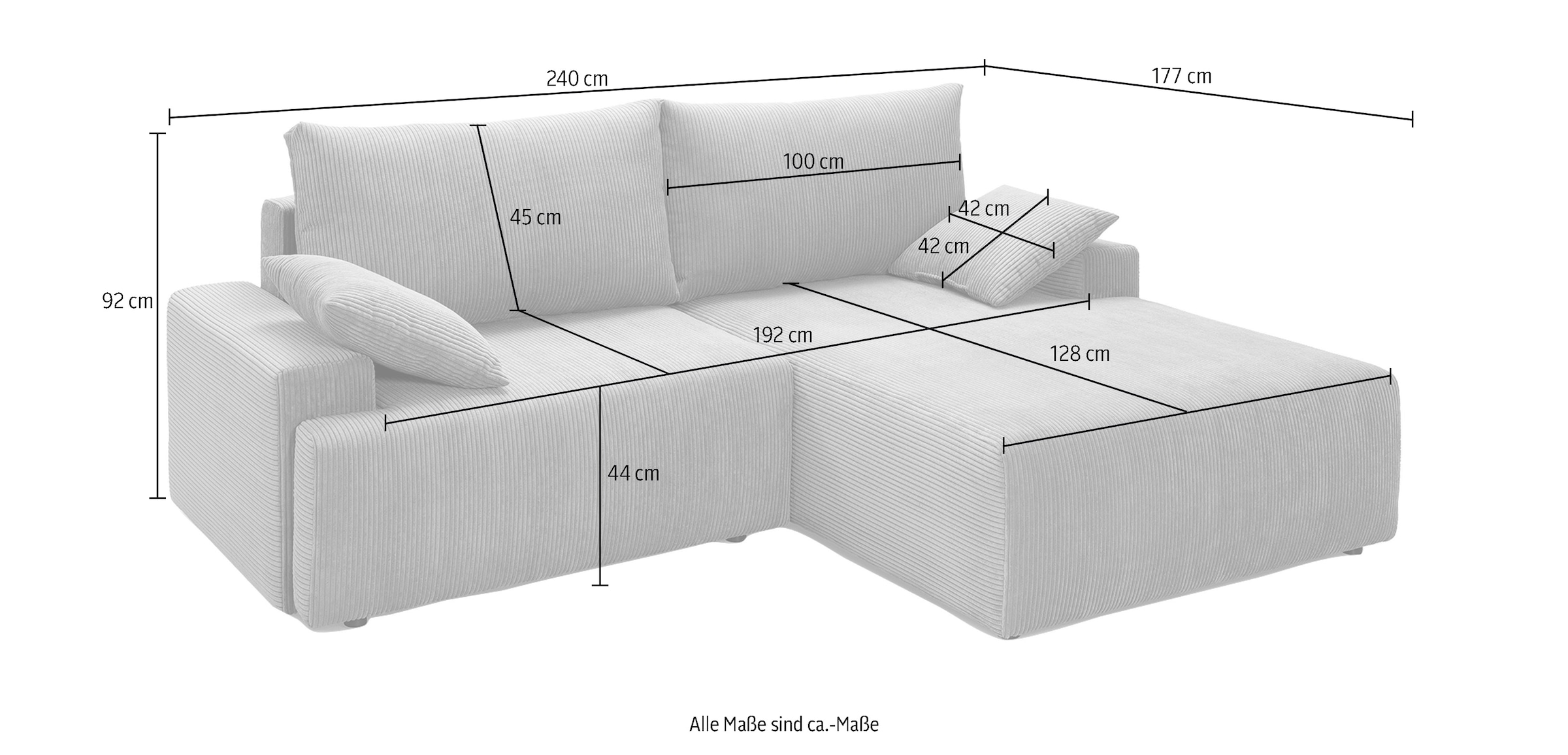 exxpo - verschiedenen OTTO sofa Ecksofa »Orinoko«, Bettfunktion inklusive bei Cord-Farben fashion und Bettkasten in kaufen