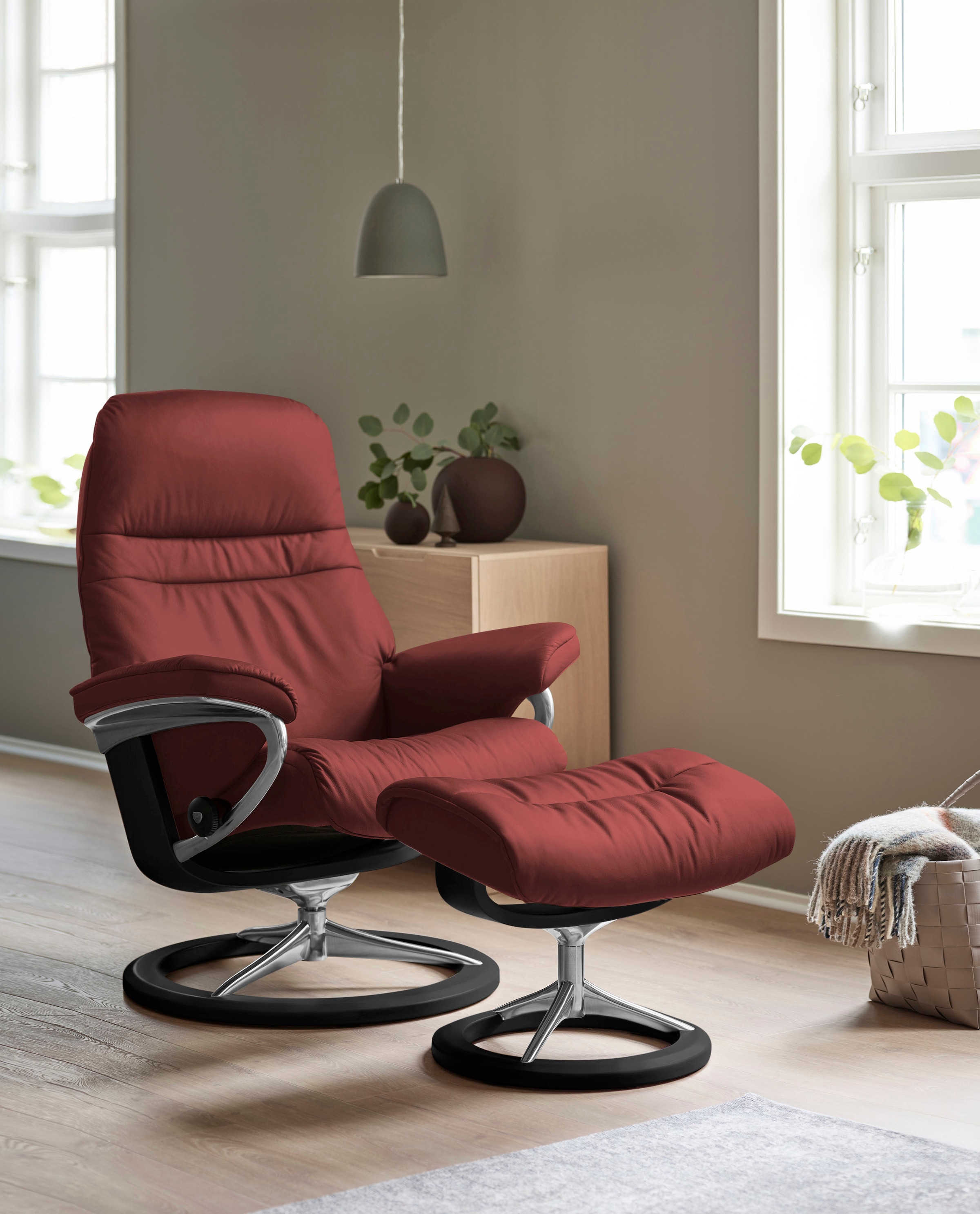 Stressless® Relaxsessel »Sunrise«, (Set, Relaxsessel mit Hocker), mit Signature Base, Größe M, Gestell Schwarz