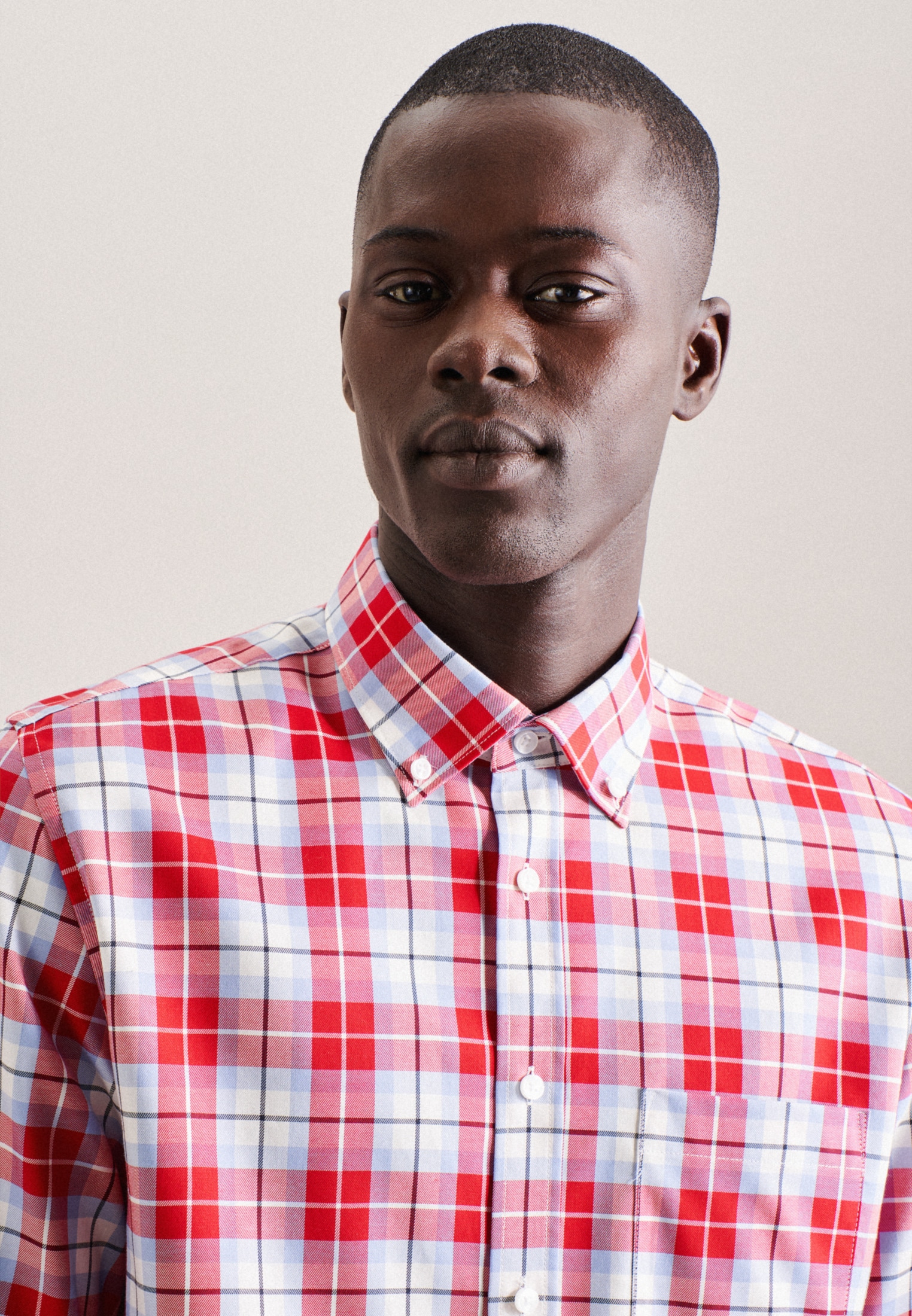 seidensticker Businesshemd »Slim«, Slim Langarm Button-Down-Kragen Karo