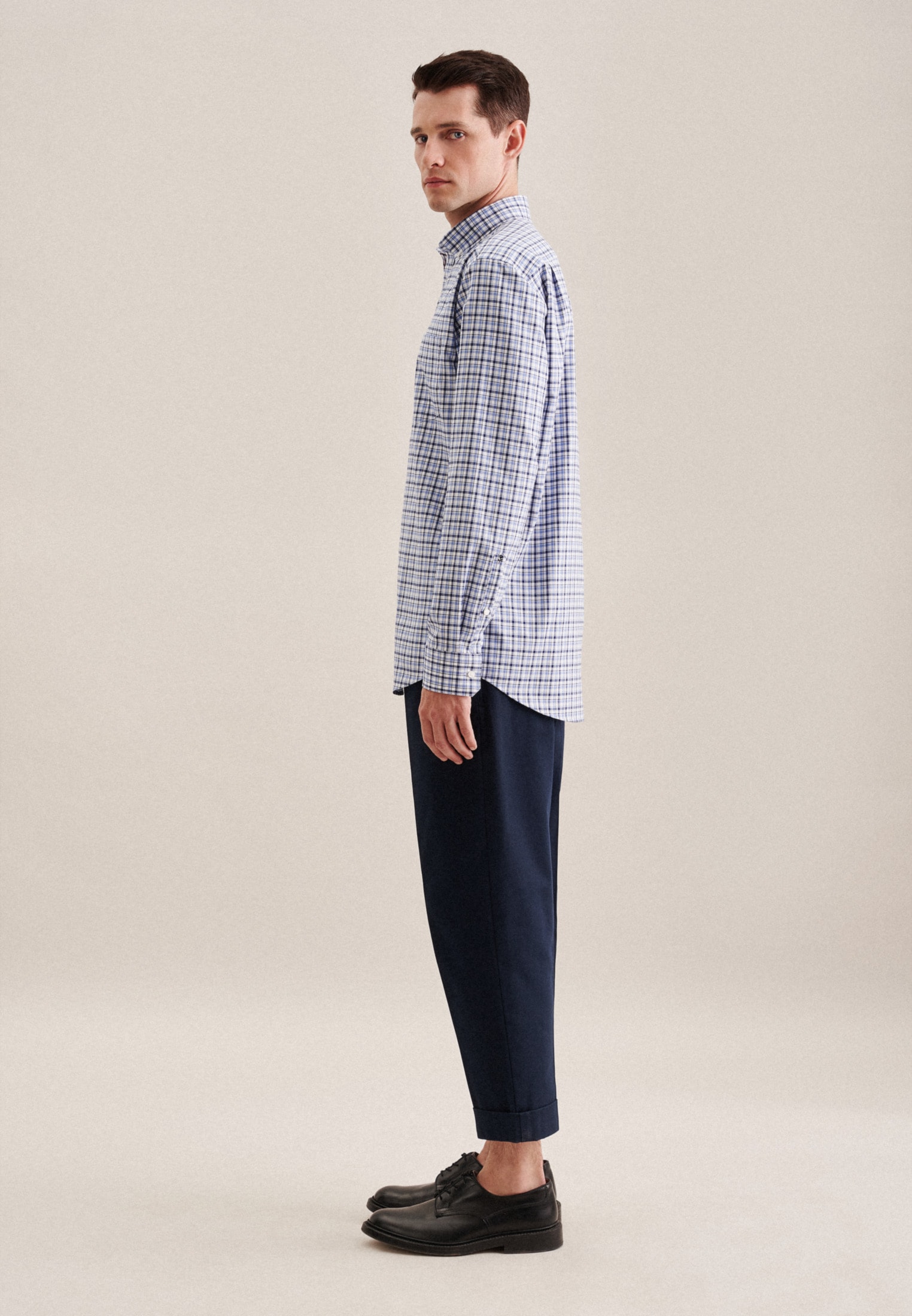 seidensticker Businesshemd »Regular«, Regular Langarm Button-Down-Kragen Karo