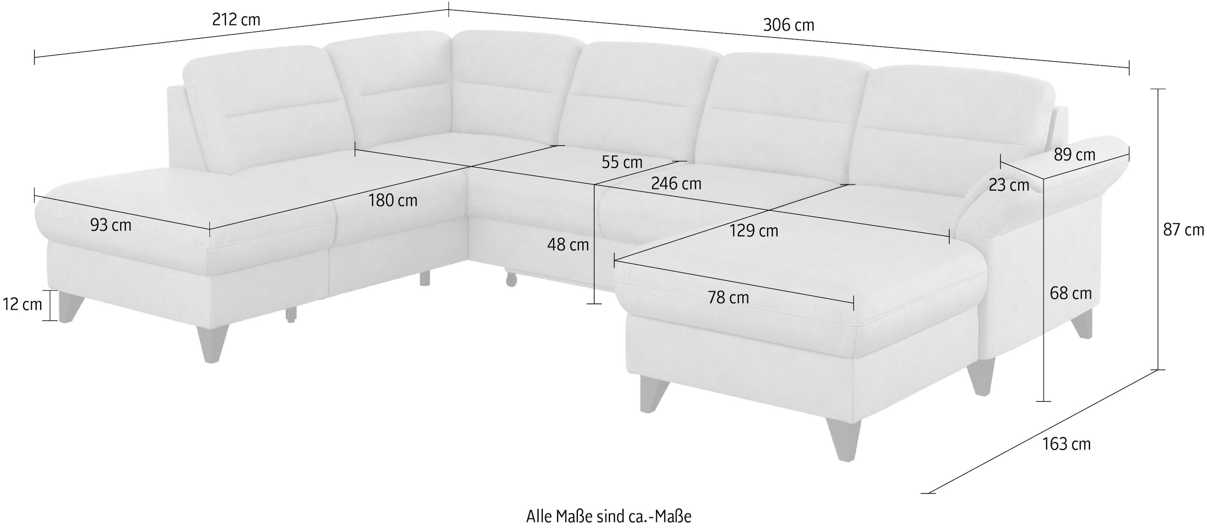 sit&more Wohnlandschaft »Mellum U-Form« Federkern, wahlweise mit Bettfunktion, Stauraum und Armteilfunktion