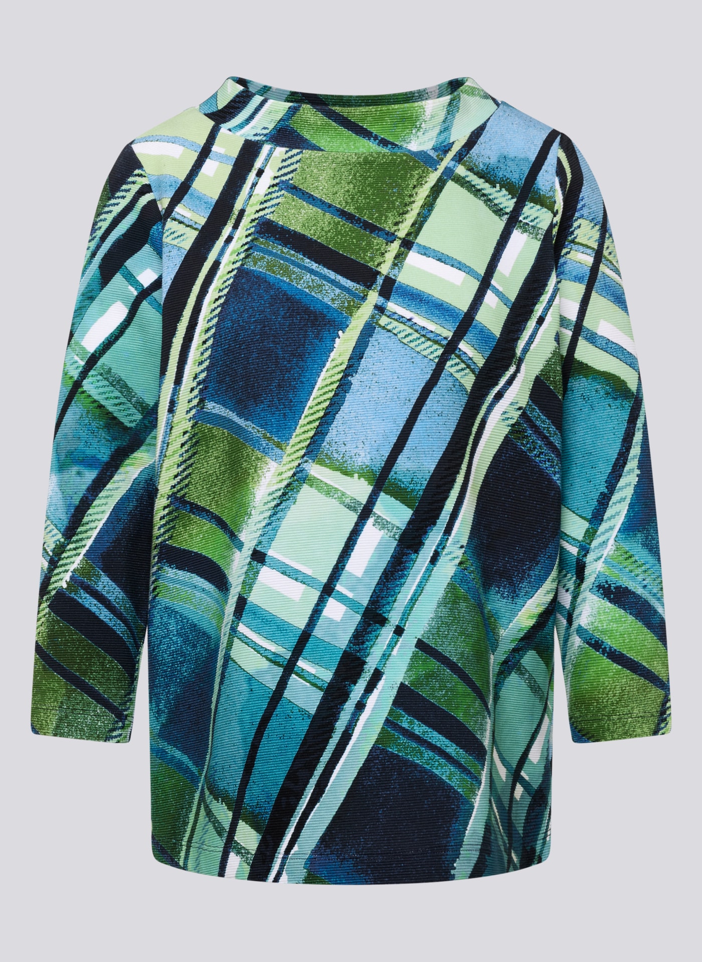 Rabe 3/4-Arm-Shirt mit grafischem Muster und Stehkragen