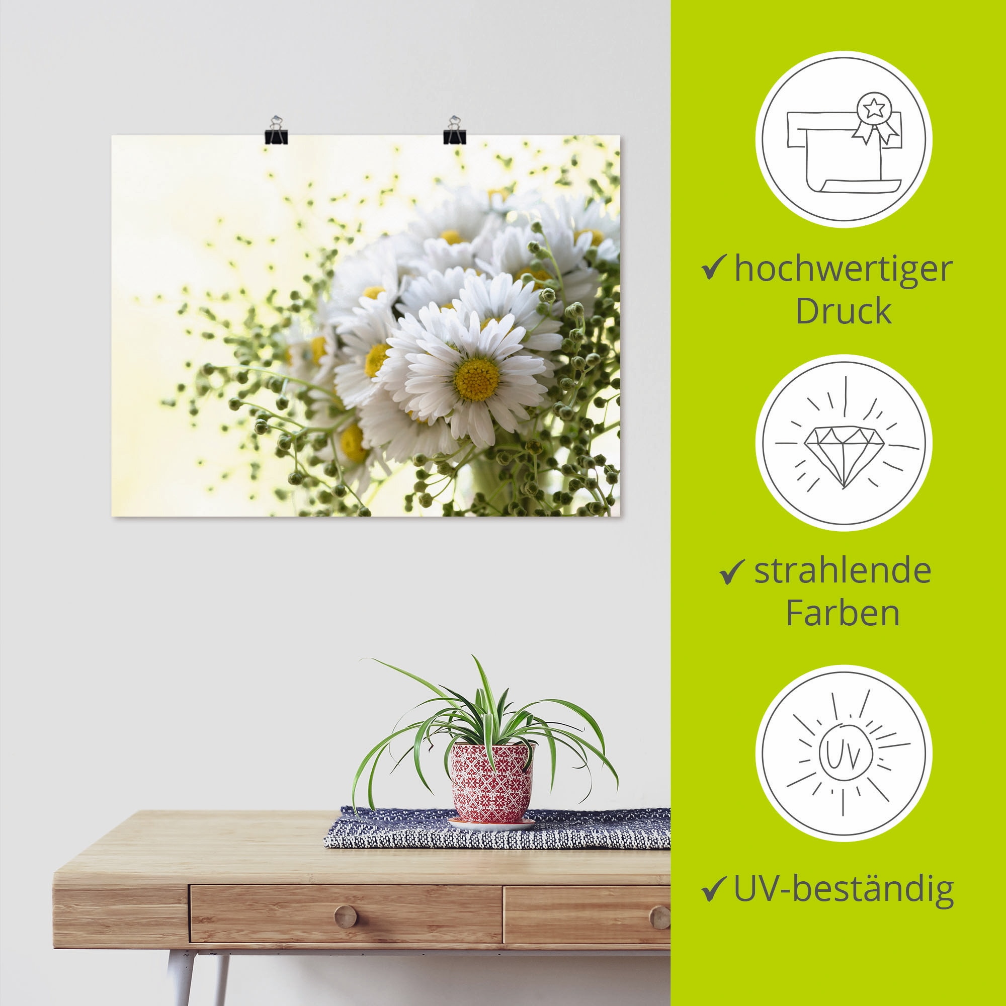 Artland Wandbild »Gänseblümchen und Hofstaat«, Blumen, (1 St.), als Leinwandbild, Poster, Wandaufkleber in verschied. Größen