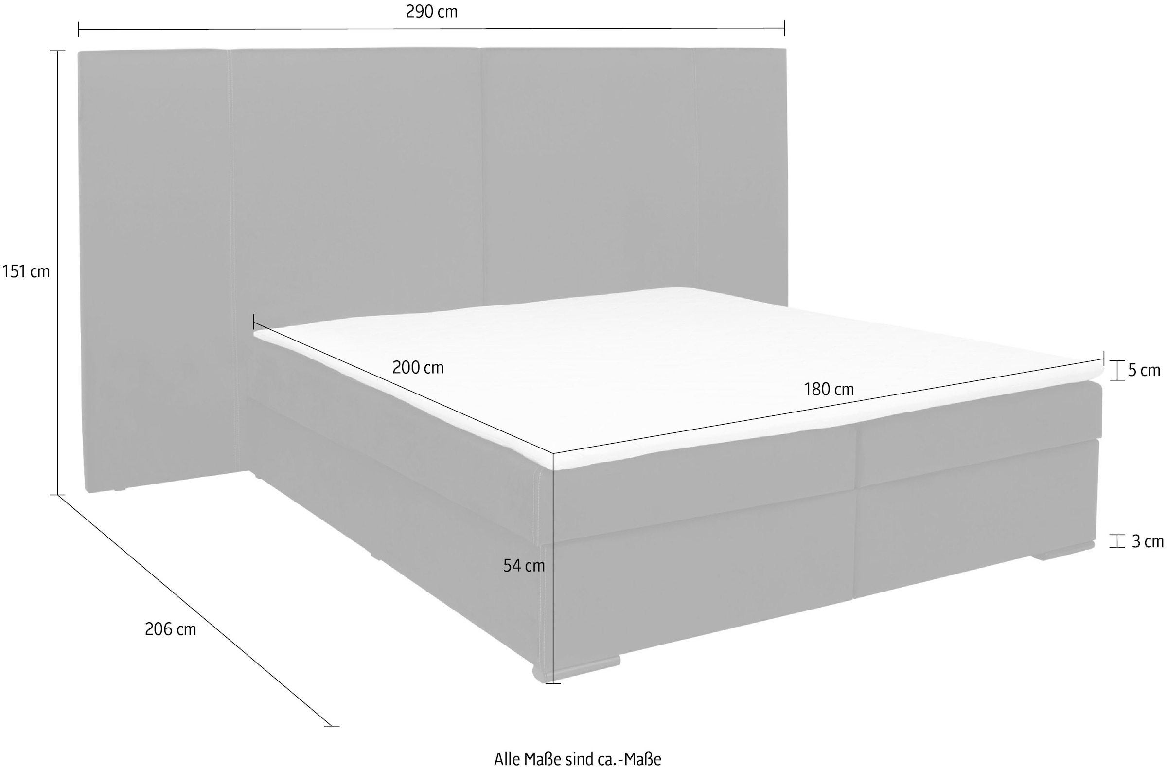 COLLECTION AB Boxbett »30 Jahre Jubiläums Modell BIG«, inkl. Topper & Bettkasten, wahlweise H2,H3,H4