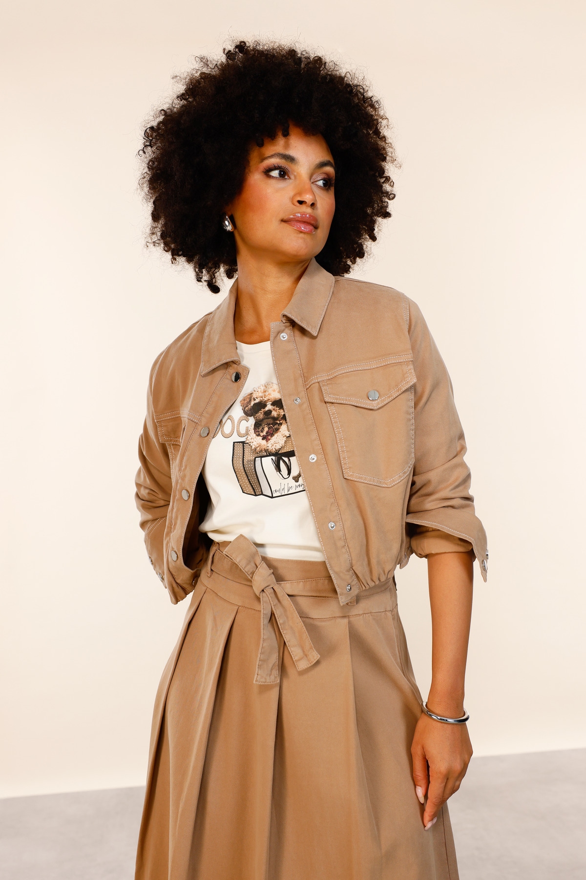 Monari Kurzjacke »Jacke Lyocellmix« ohne Kapuze Regular fit mit Knopfleiste