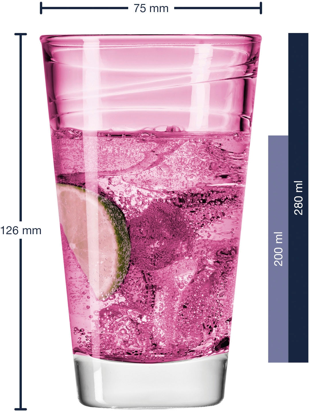 LEONARDO Longdrinkglas »Colori«, (Set, 6 tlg.), veredelte mit lichtechter Hydroglasur, 280 ml, 6-teilig