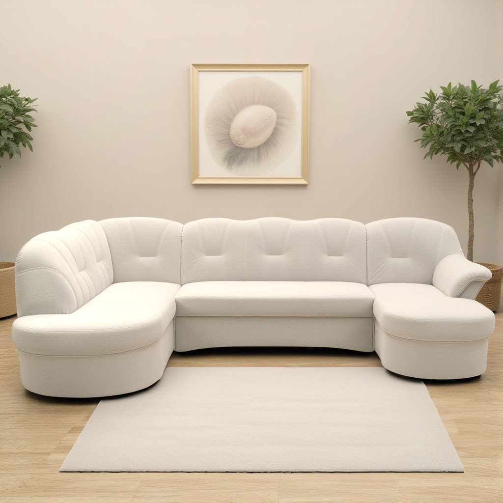 DOMO collection Wohnlandschaft »Flores auch in Leder-Bezug, B/T/H: 293/180/86 cm, U-Form«, (3 St.), wahlweise mit Bettfunktion, wahlweise mit Federkern