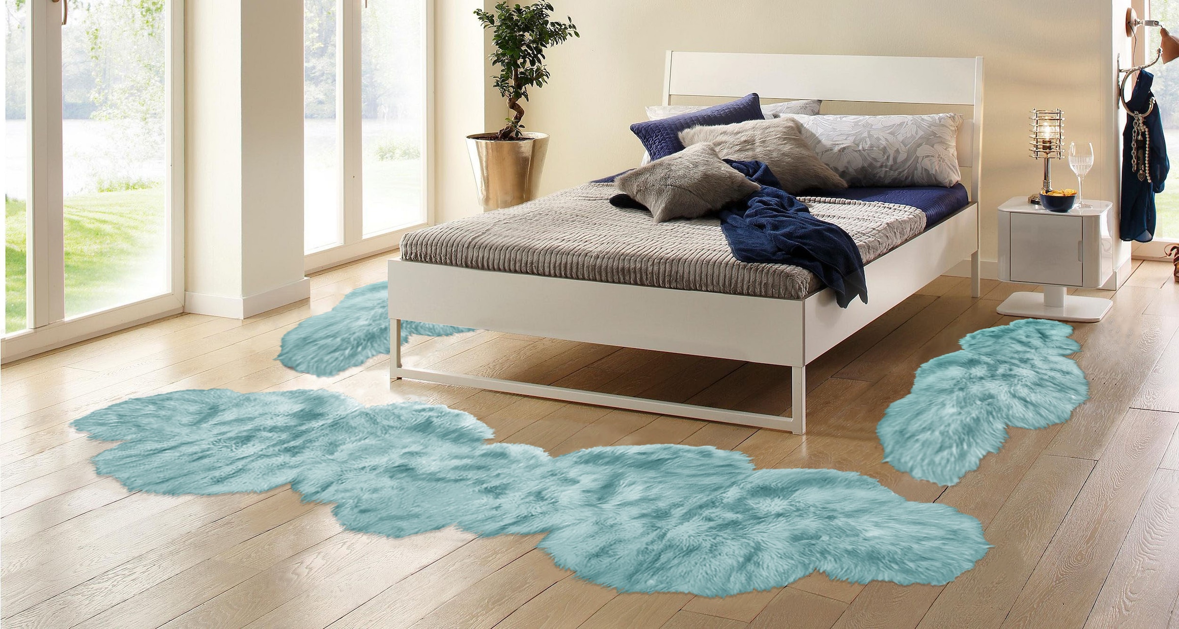 my home Bettumrandung »Valeria«, Kunstfell, Teppiche fürs Schlafzimmer, Ankleidezimmer, Wolken-Form
