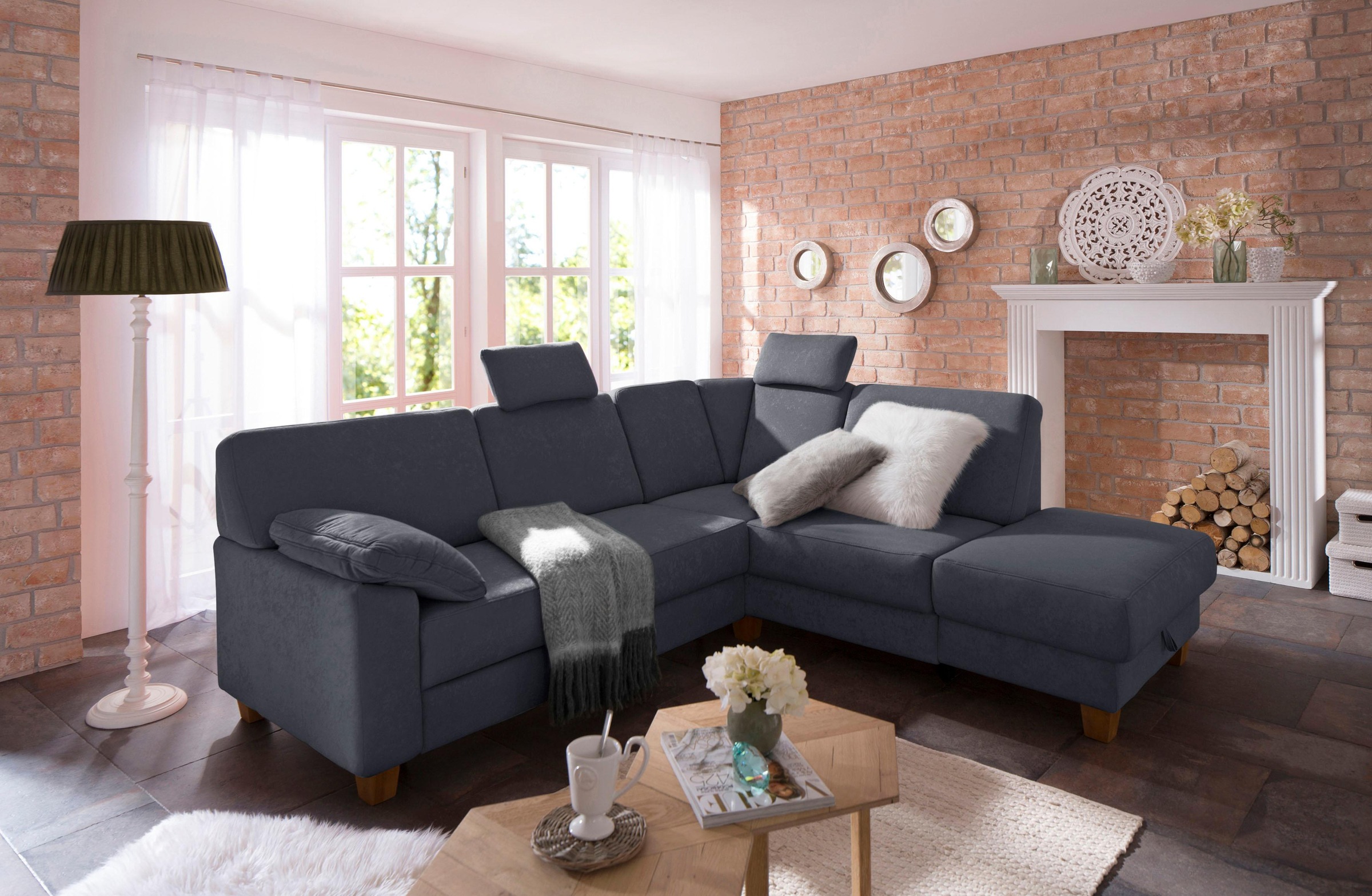 Home affaire Ecksofa »Belfort L-Form«, mit Federkern, wahlweise mit Bettfunktion und Stauraum