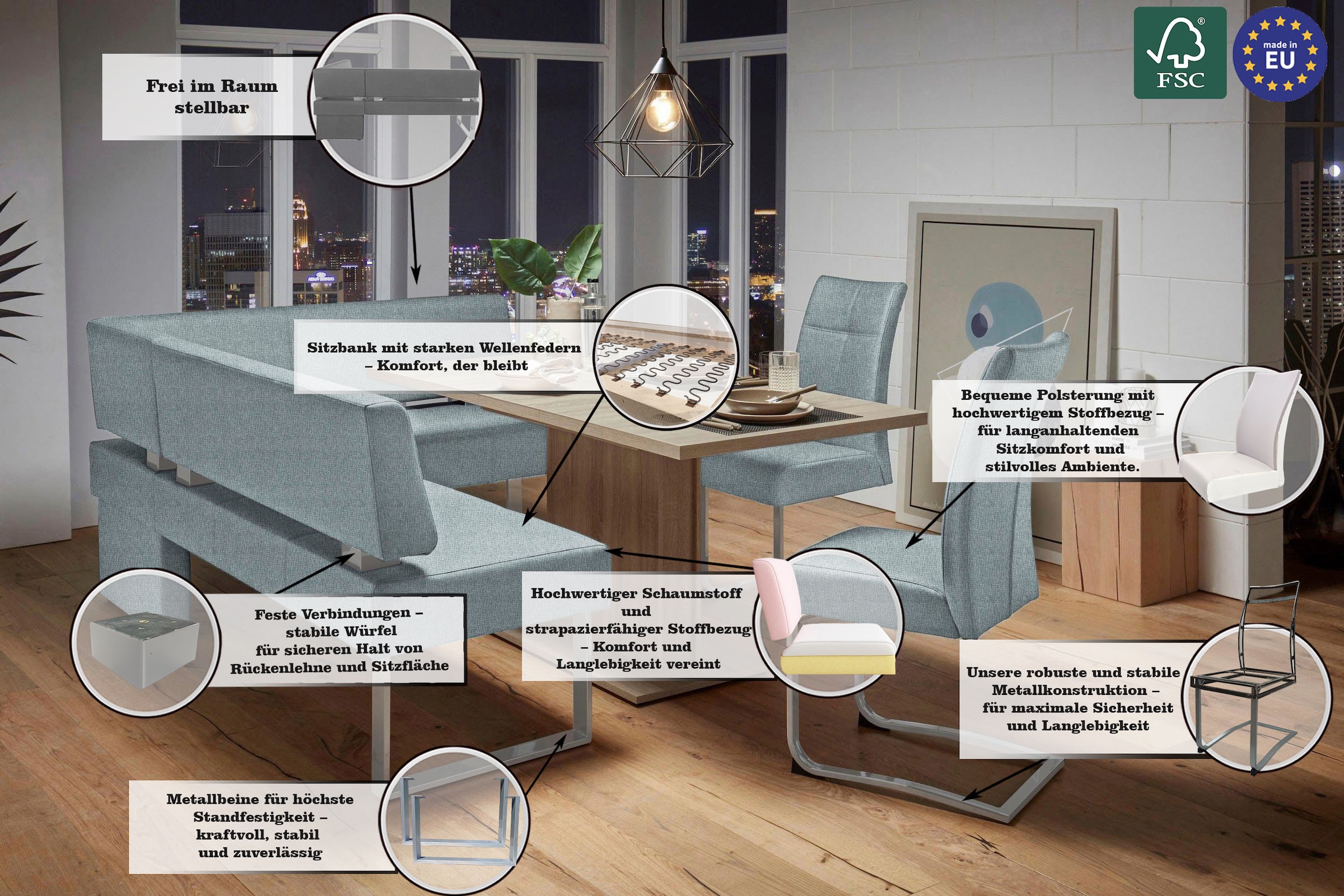 OTTO home Eckbank »Rab« in 2 Breiten (180 oder 200 cm), Bezug in verschiedenen Qualitäten