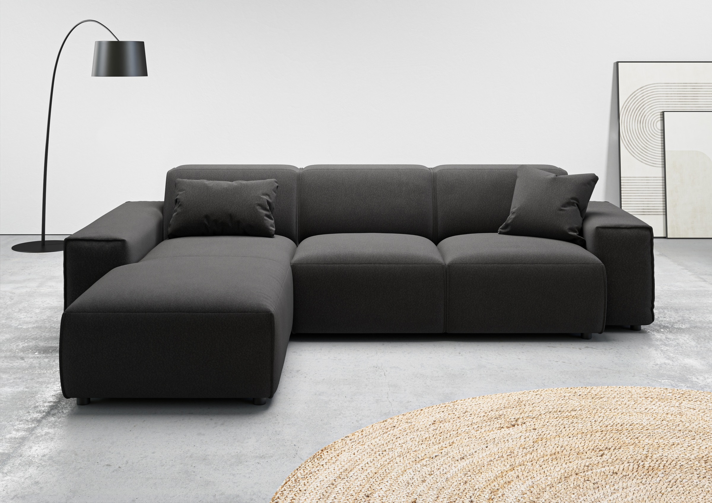 andas Ecksofa »Glimminge L-Form auch in Breitcord, Feincord + Easy care-Bezug,«, Breite 264, Zierkissen