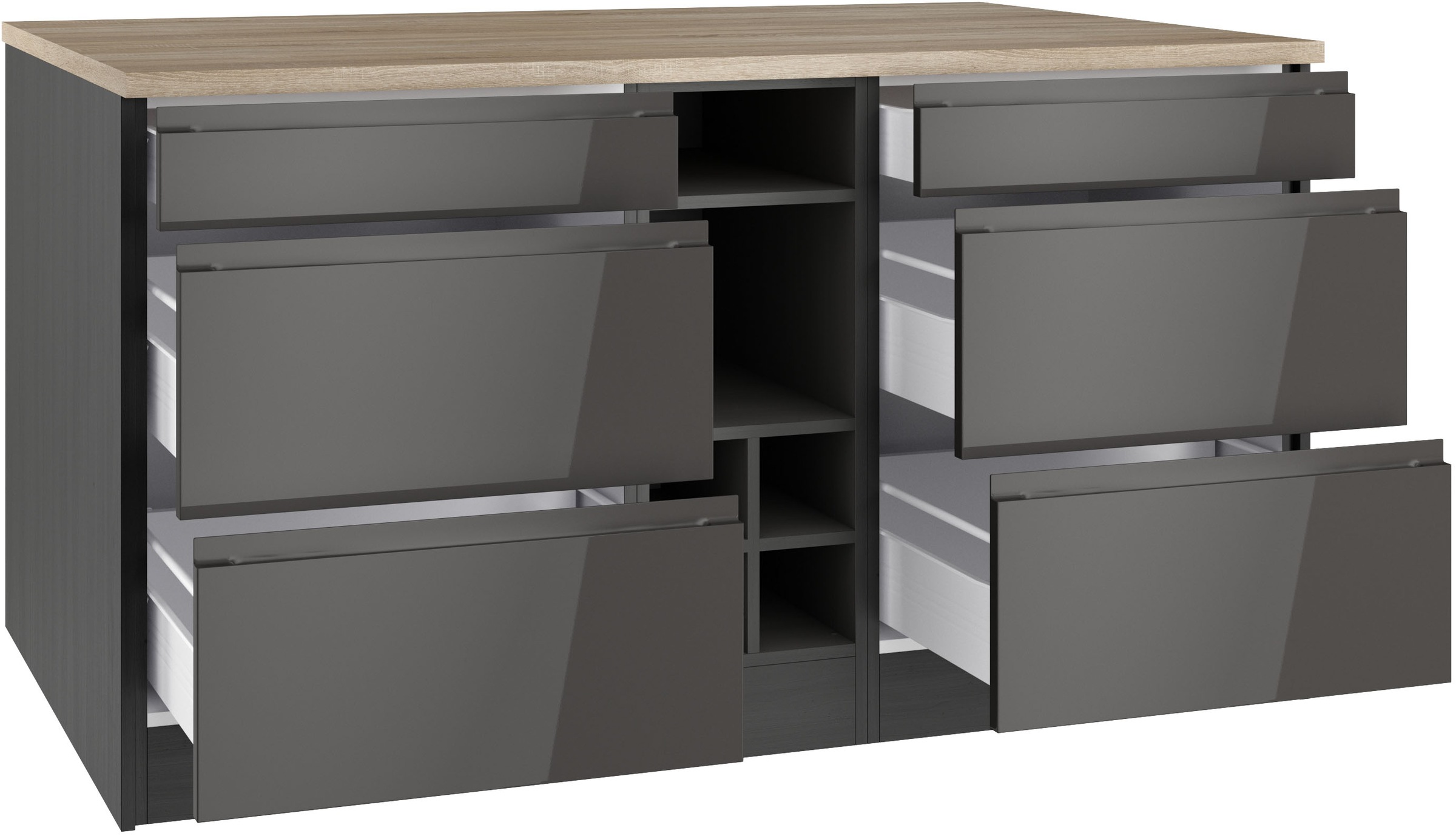 KOCHSTATION Kücheninsel »KS-Virginia«, Breite 153 cm, MDF-Fronten, Flaschenregal