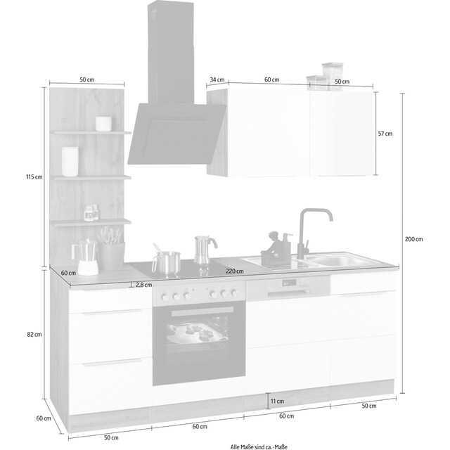 HELD MÖBEL Küchenzeile »Brindisi«, ohne Geräte, Breite 220 cm bestellen im  OTTO Online Shop