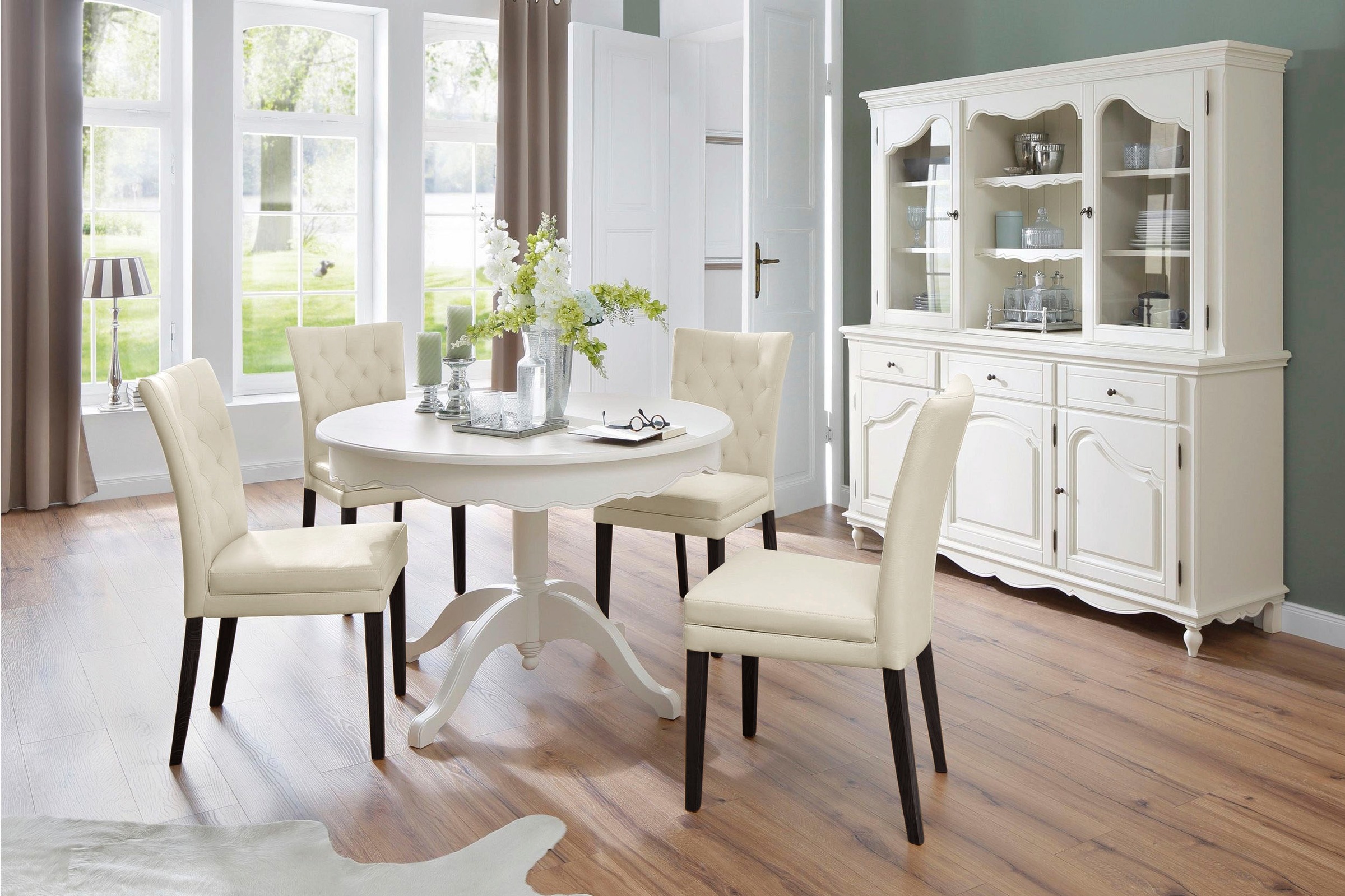 Home affaire 4-Fußstuhl »Colorado«, (Set), 6 St., Kunstleder, Beine aus Buche, wengefarben lackiert, Im 2er, 4er oder 6er-Set