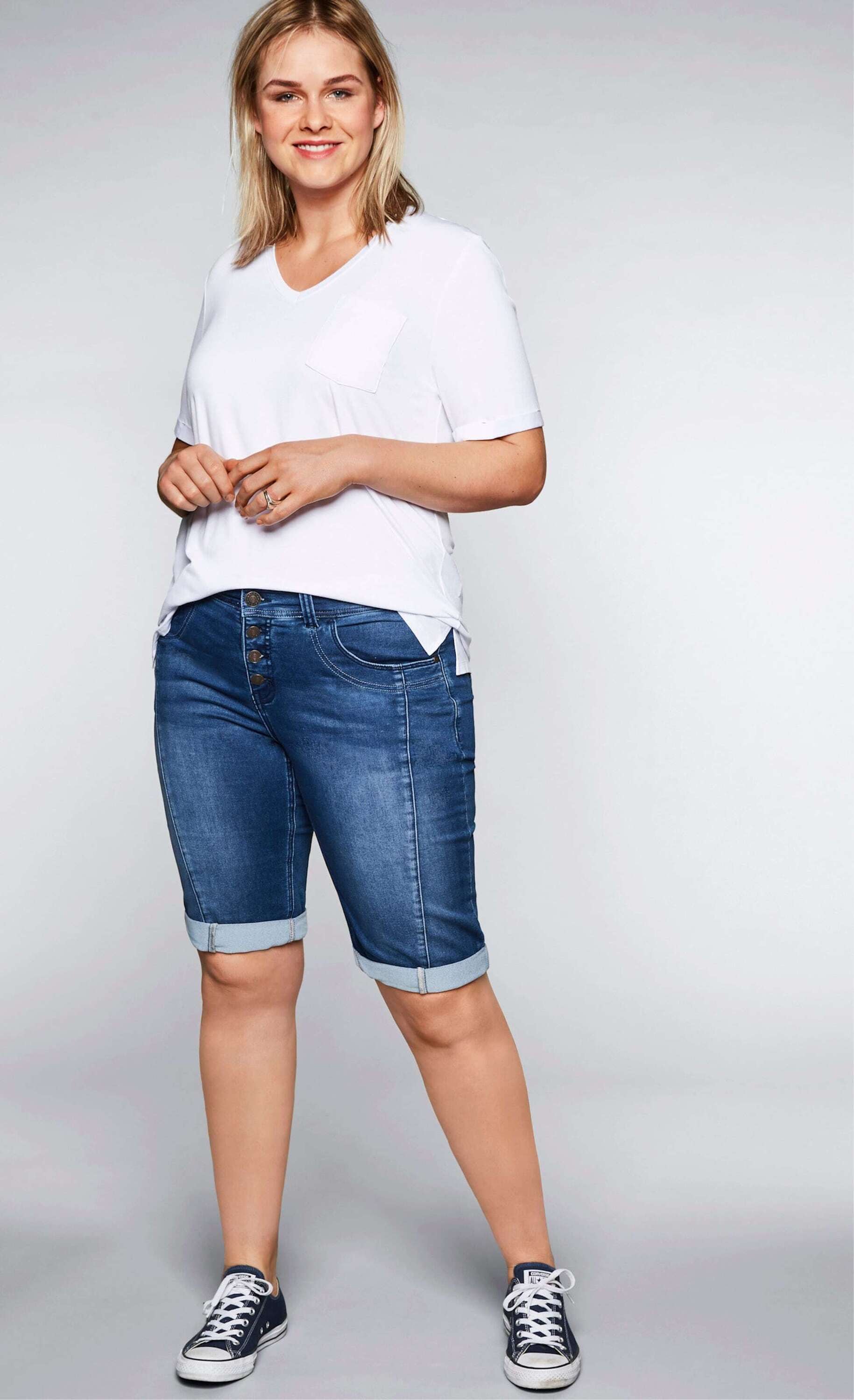 Sheego Chinohose »Jeansbermudas Bermudas aus Sweat-Denim«