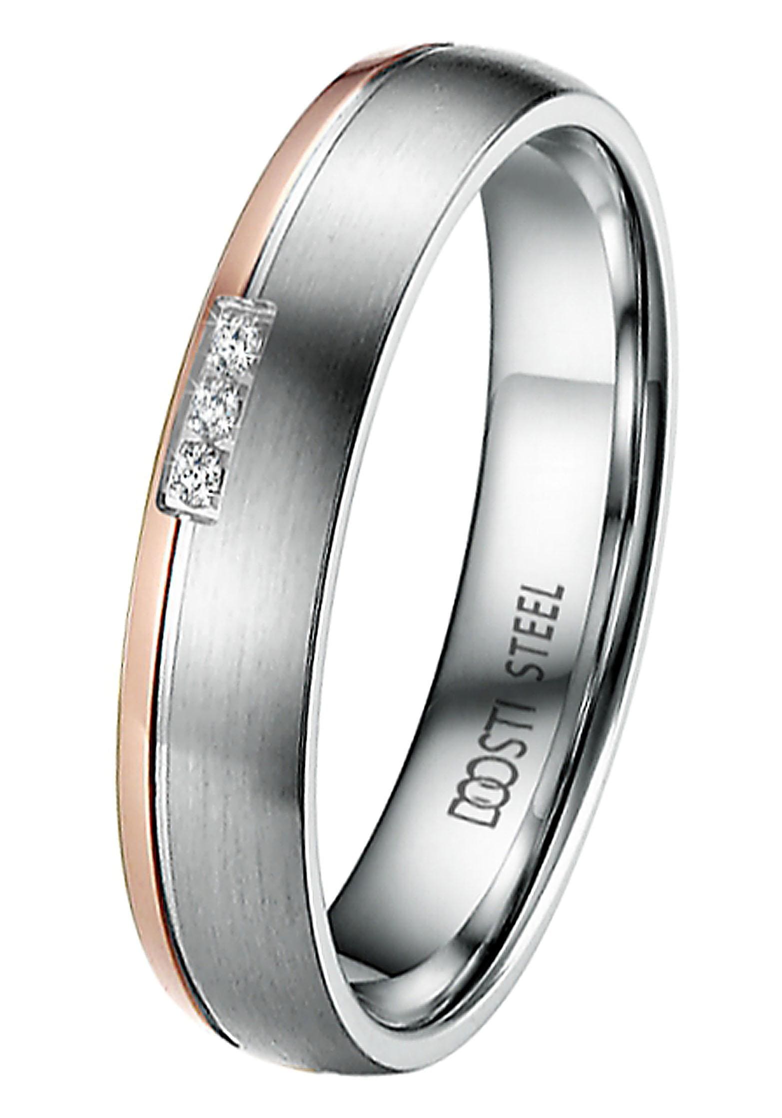 DOOSTI Trauring »Schmuck Geschenk Edelstahl Trauring Ehering Partnerring LIEBE«, Made in Germany, wahlweise mit oder ohne Zirkonia