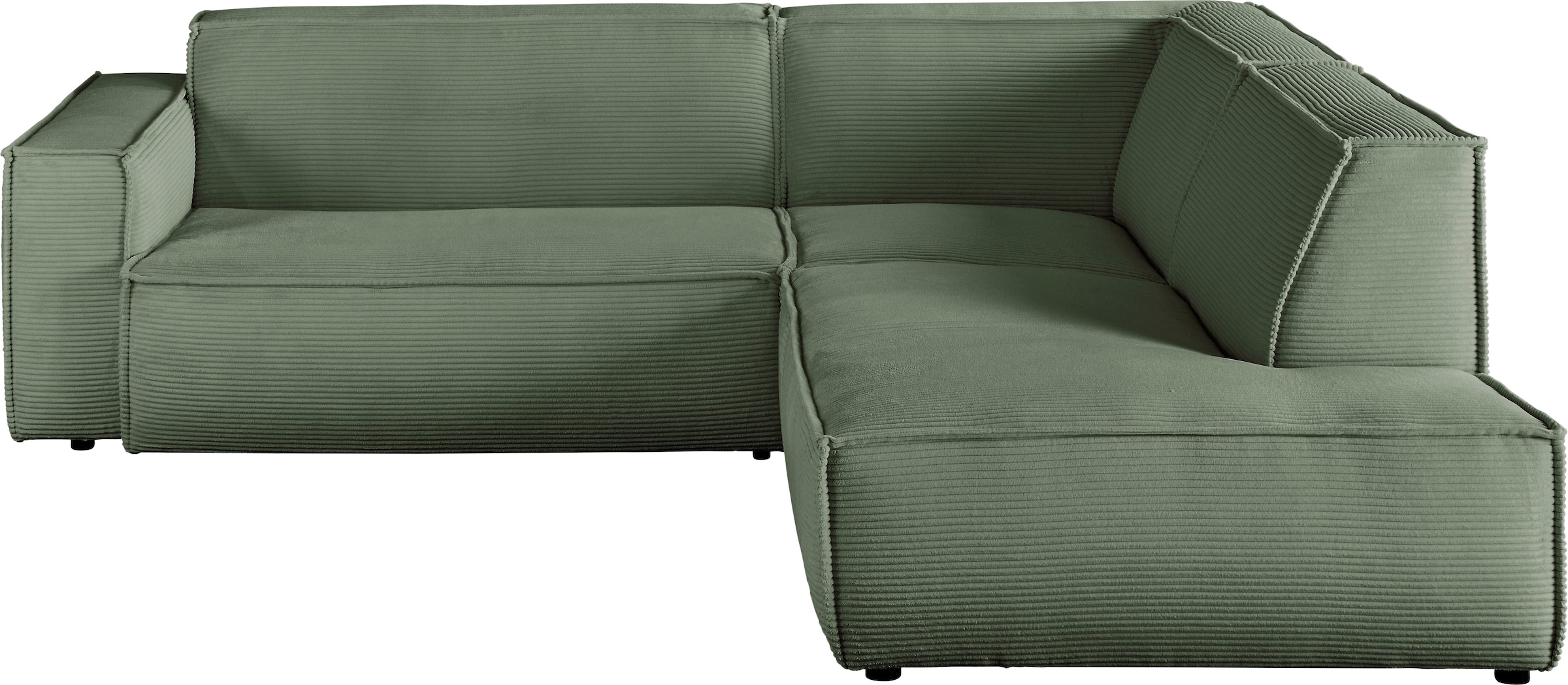 3C Candy Ecksofa »Matteo L-Form«, mit auffälliger Kedernaht, Cord-Bezug, Lounge-Charakter