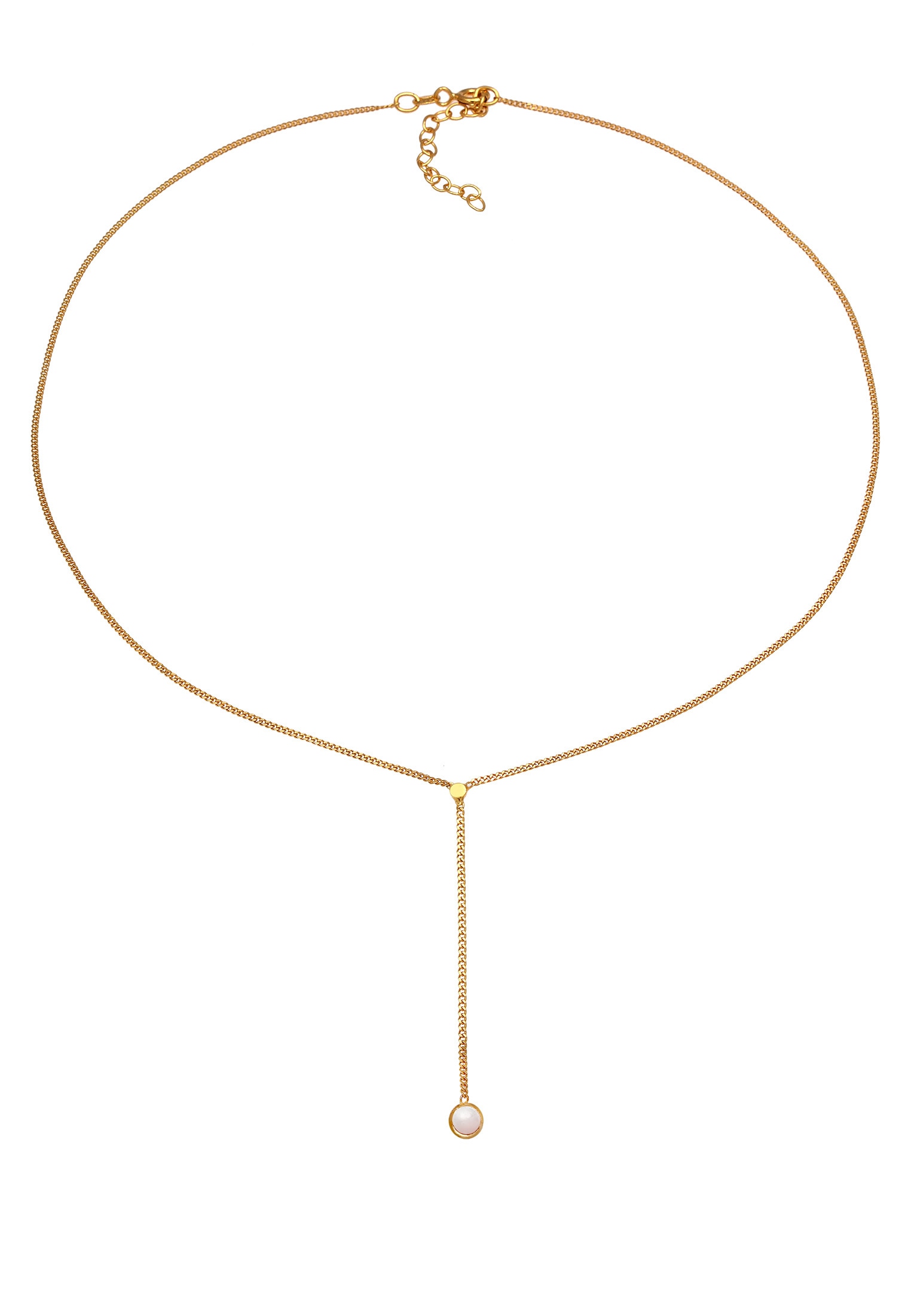 Elli Choker »Halskette Choker Y-kette Solitär Rosa Quarz Rund 925 Silber«