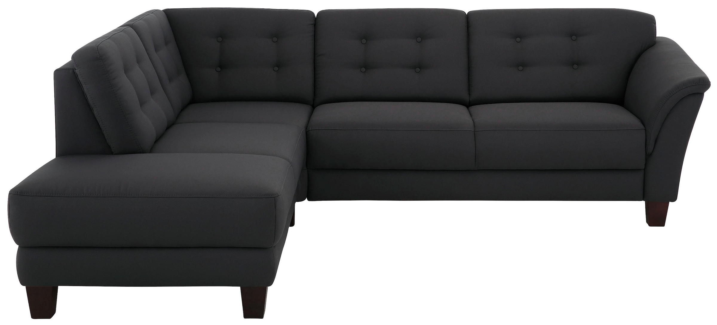 Home affaire Ecksofa »Trondheim L-Form« mit Federkern und Knopfheftung im Rücken, Füße Buche dunkel