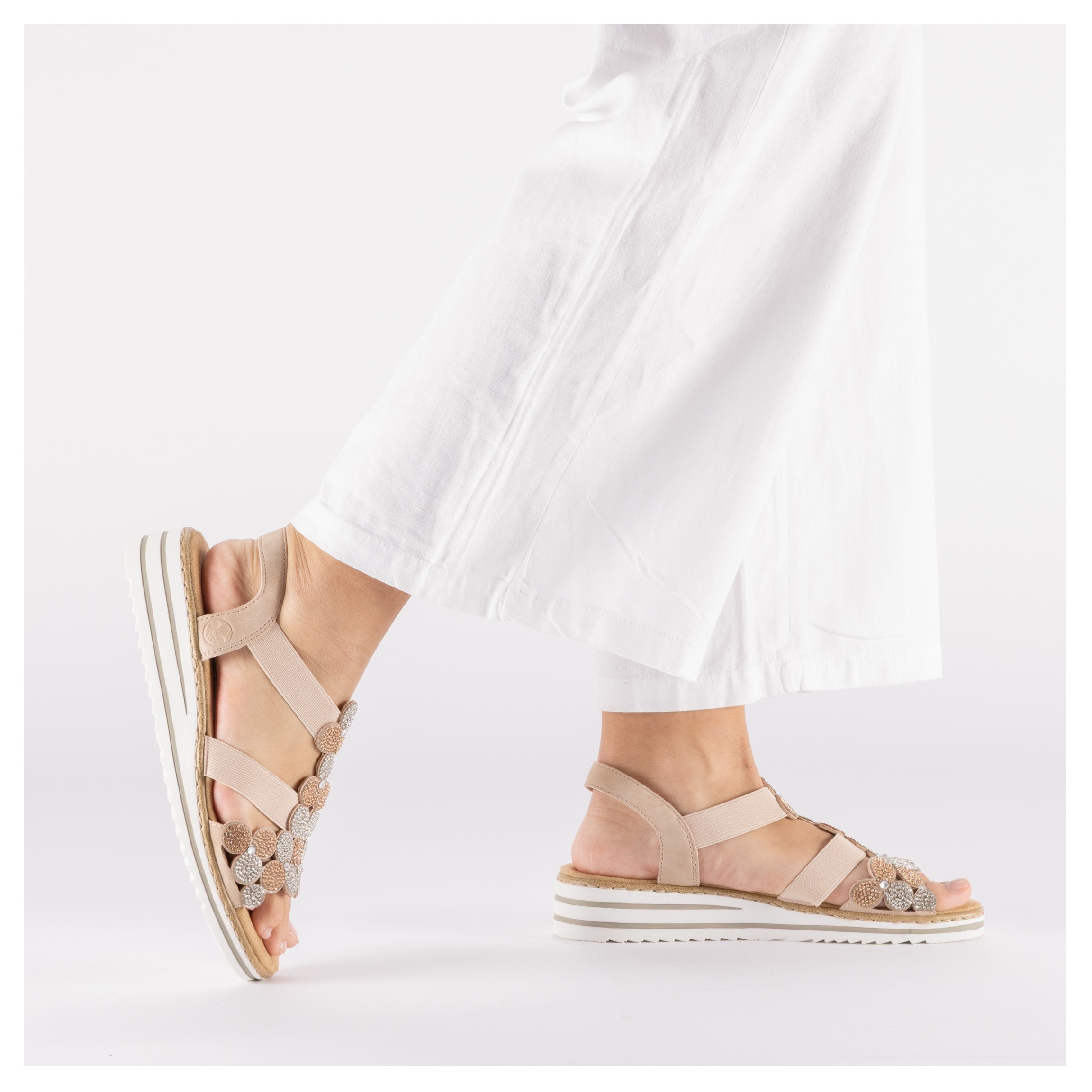 Rieker Sandale  Schlupfschuh, Sommerschuh, Urlaubsschuh mit Glitzersteine