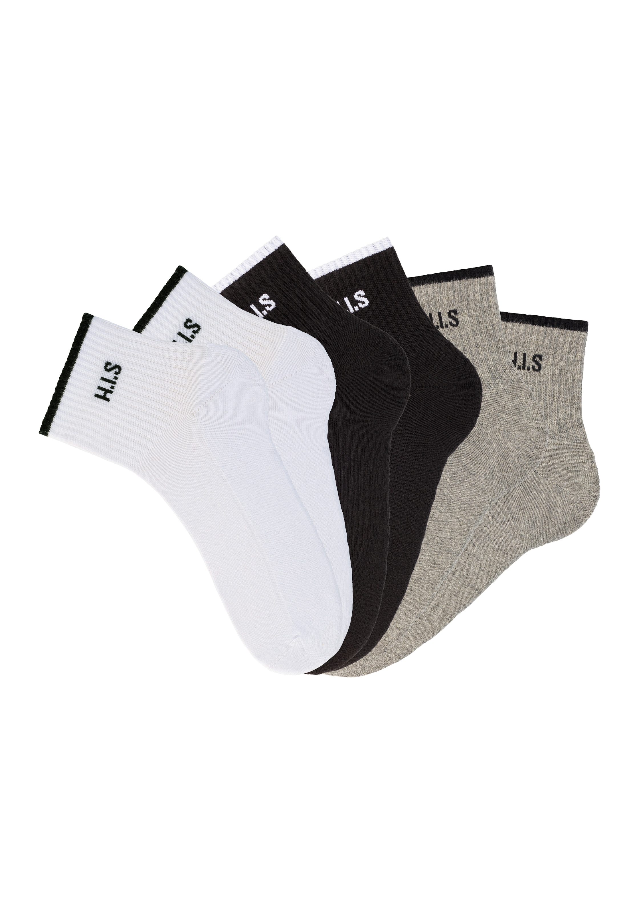 H.I.S Sportsocken, (Packung, 6 Paar), Kurzsocken mit Frottee & verstärkten Belastungszonen