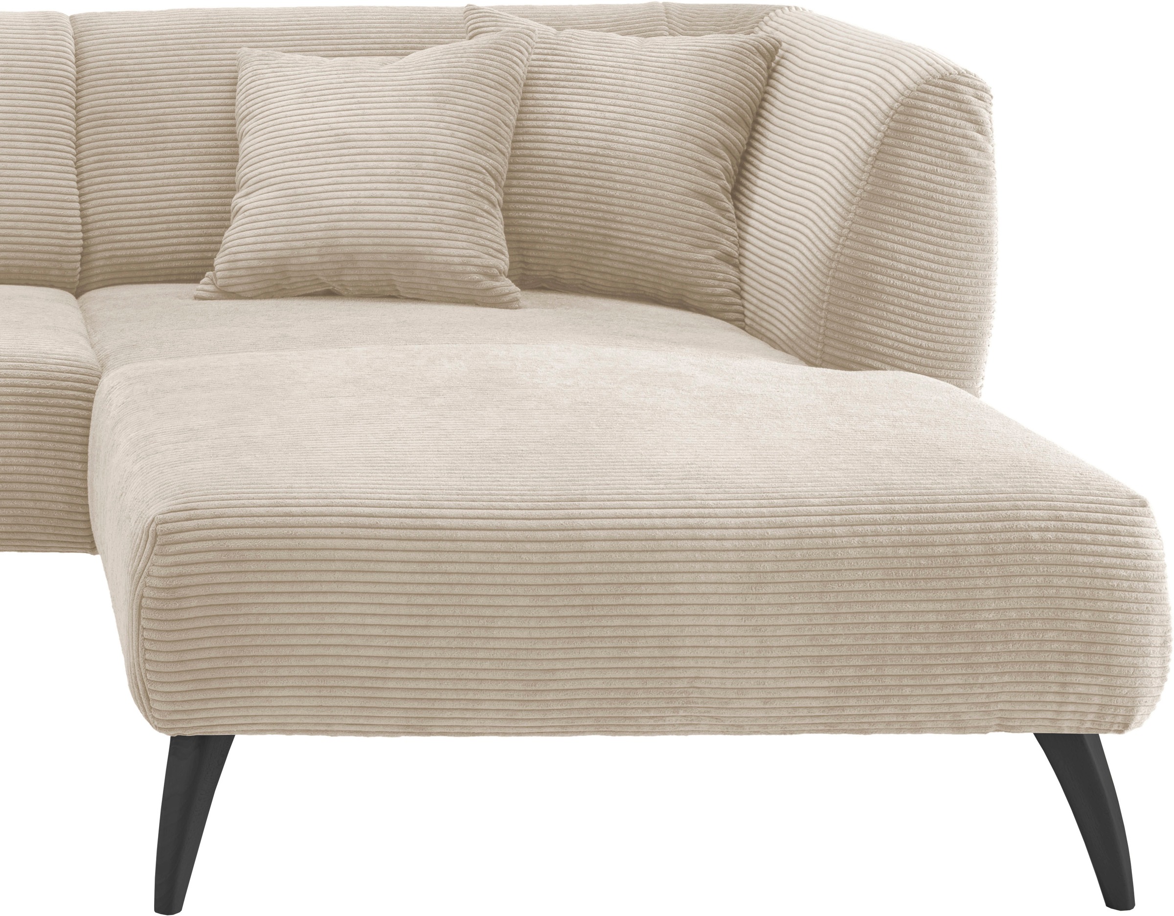 INOSIGN Ecksofa »Colori L-Form«, Holzfußfarbe wählbar, inkl. 4x Zierkissen