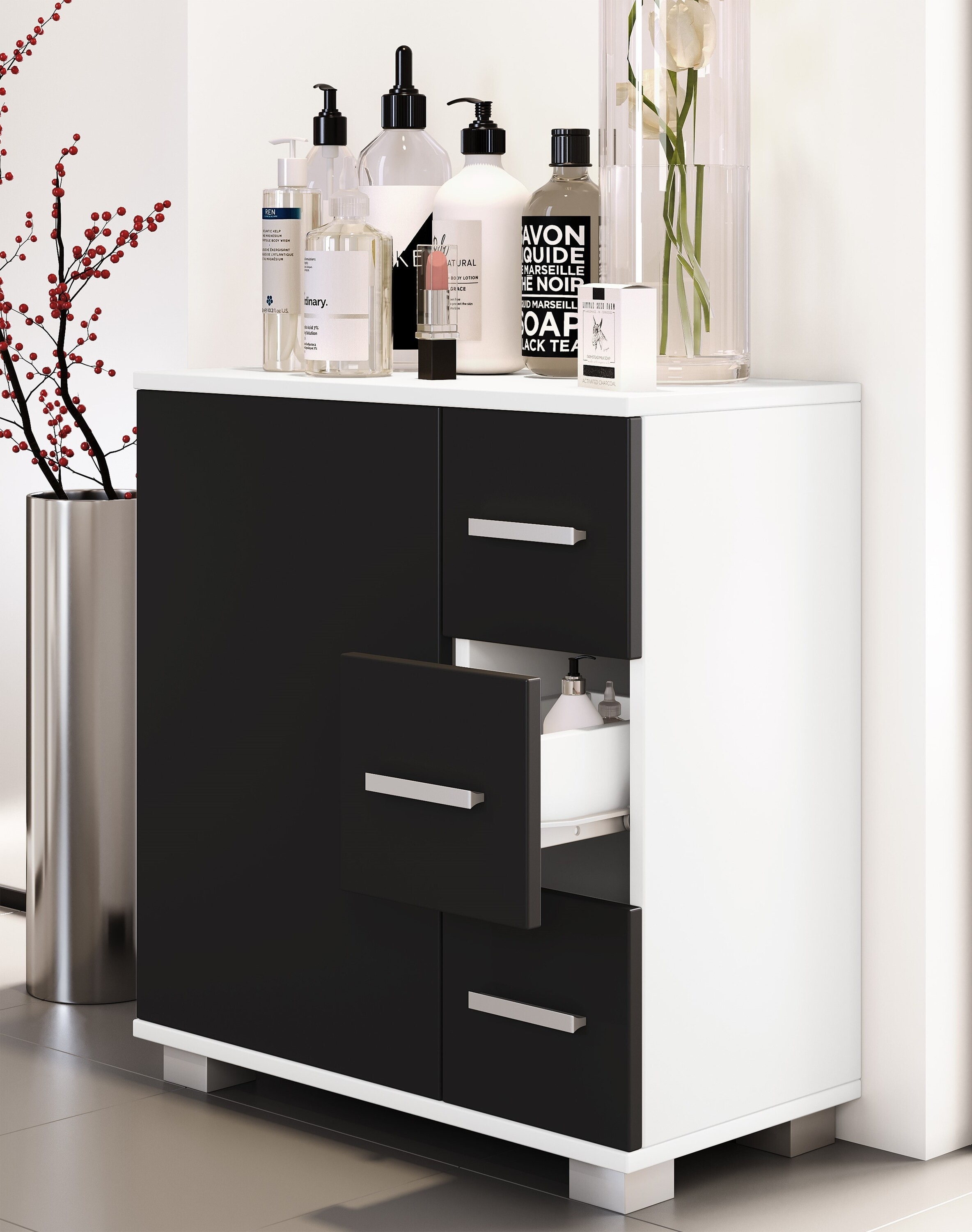VCM Midischrank »Holz Badmöbel Midischrank Bad Schublade Zalo«