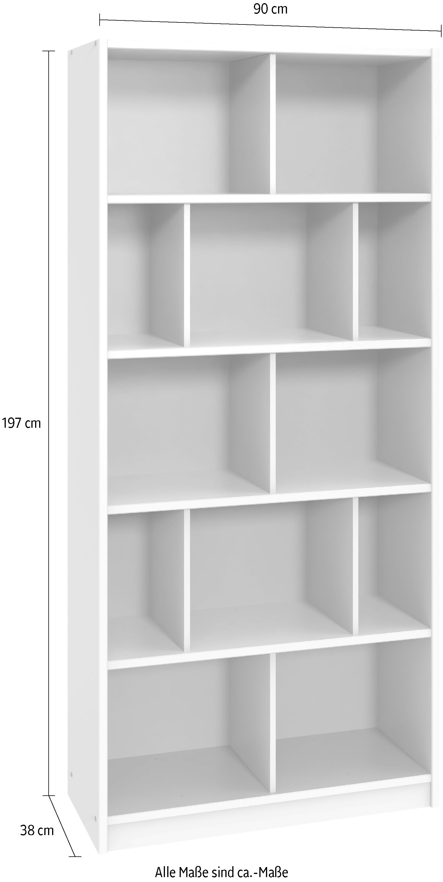 Wimex Regal »Norderney Regal hoch B/T/H 90/38/197cm«, mit diversen Ablagemöglichkeiten, 12 offene Fächer