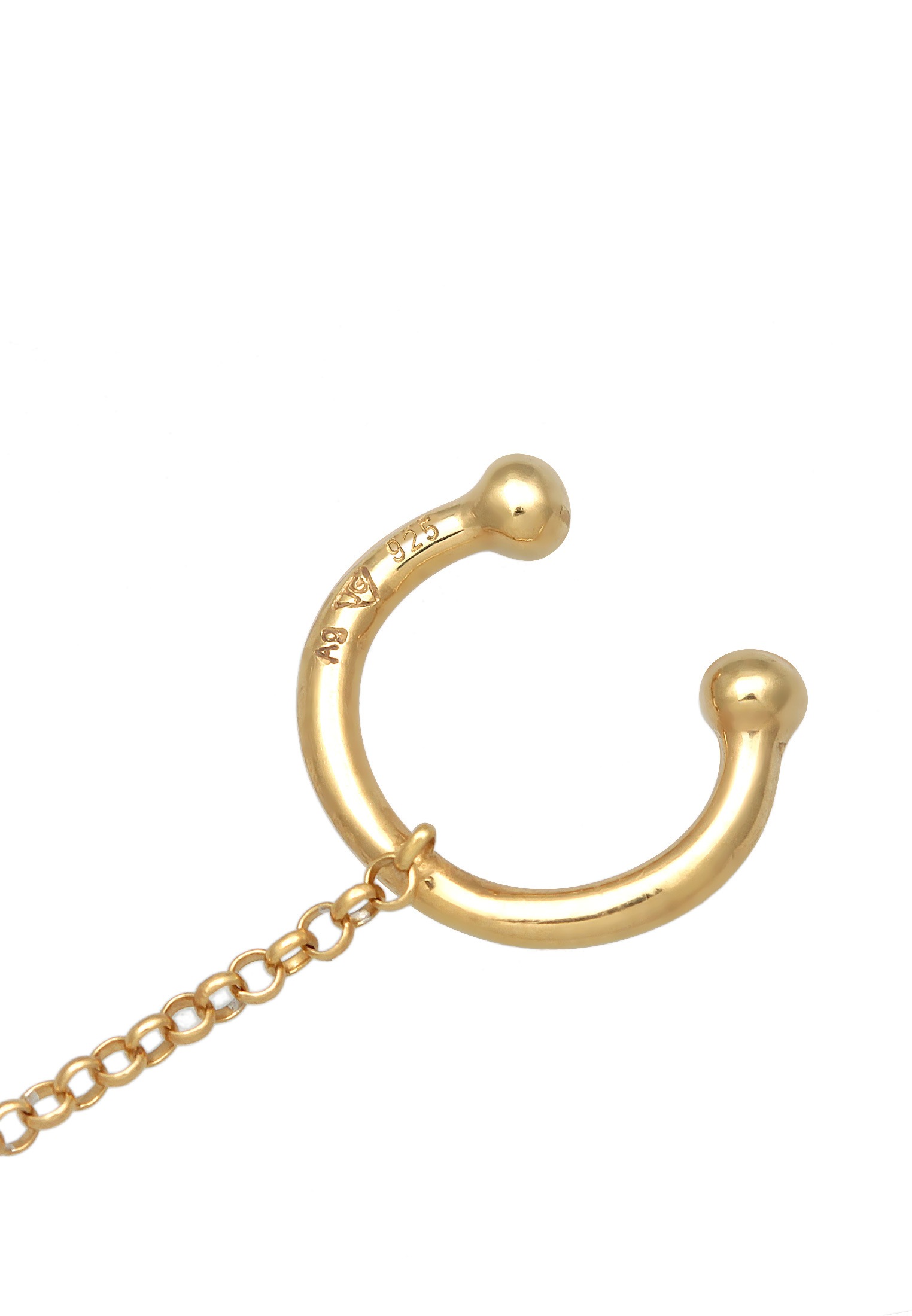 Elli Paar Ohrstecker »Ohrringe Single Earcuff Süßwasserperle 925 Silber vergoldet«