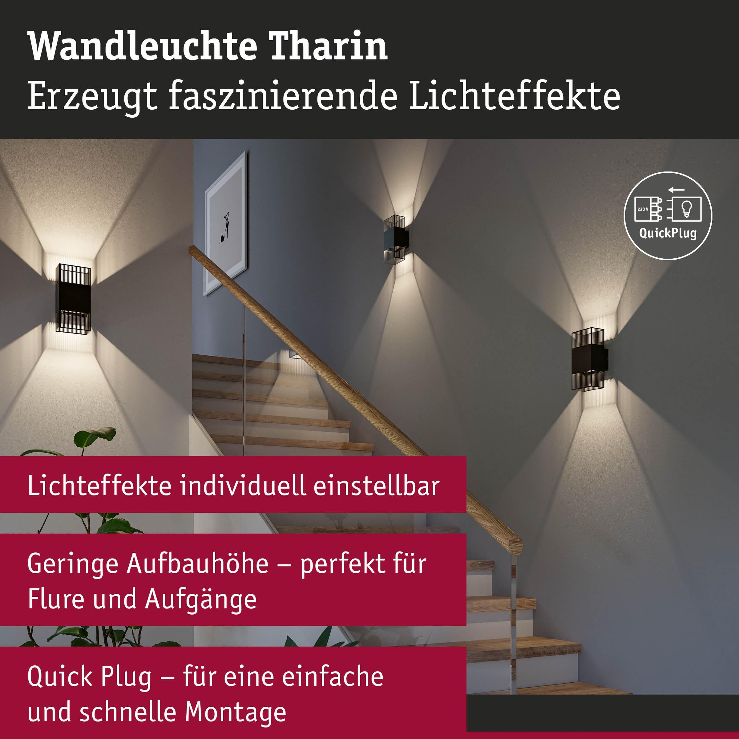 Paulmann LED Wandleuchte »Tharin« LED-Modul 1 Stk. Warmweiß spritzwassergeschützt
