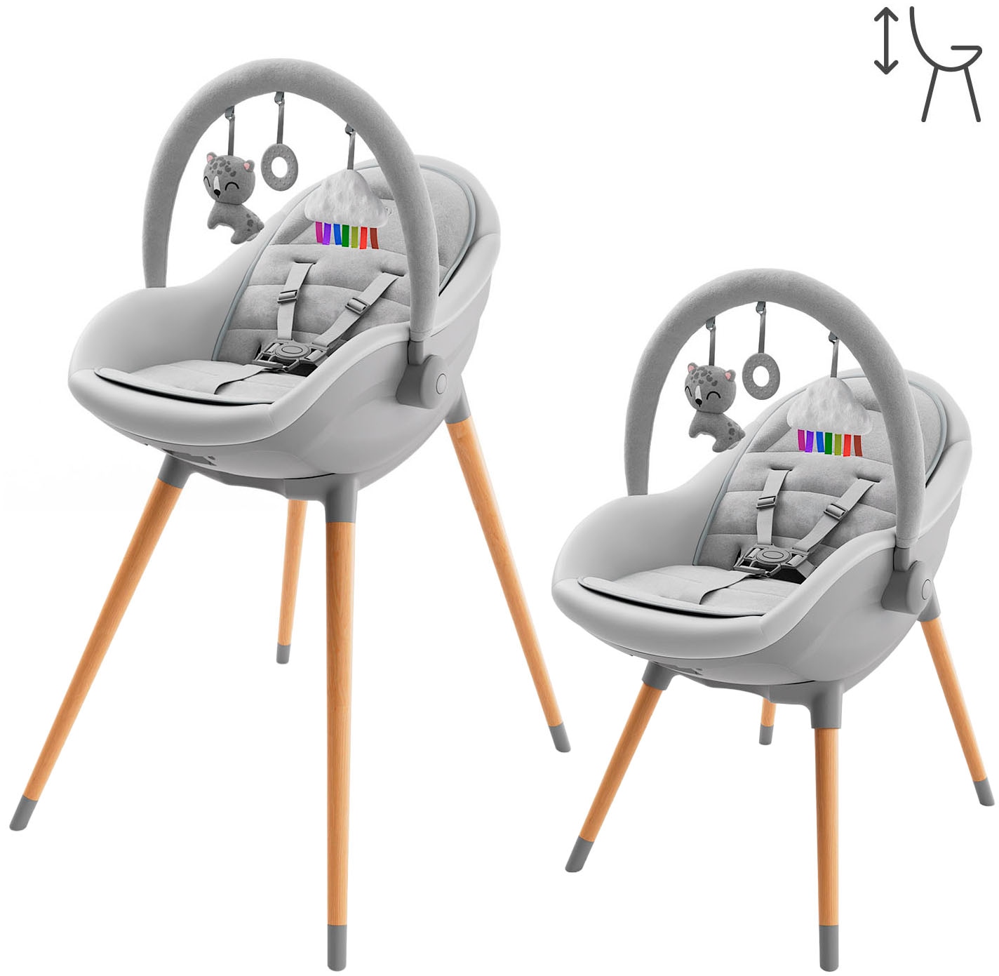 Kinderkraft Kombihochstuhl »FINI UP 2in1« (Set) 2 Stk.mit Spielbügel