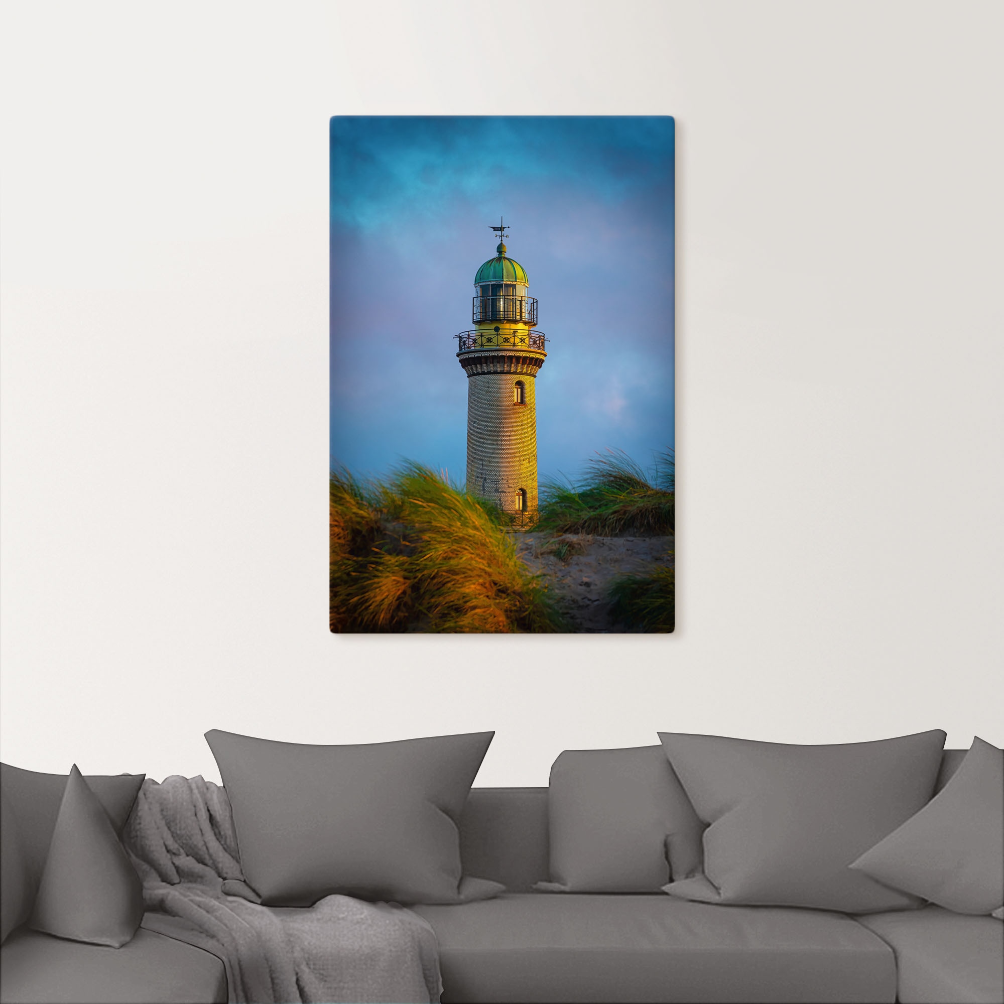 Artland Wandbild »Leuchtturm in Warnemünde«, Gebäude, (1 St.), als Alubild, Leinwandbild, Wandaufkleber oder Poster in versch. Größen