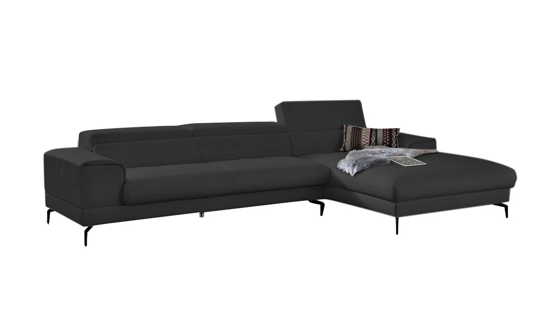 W.SCHILLIG Ecksofa »piedroo, Designsofa mit tollem Sitzkomfort, bequem, L-Form«, Kopfteilverstellung, wahlweise mit Sitztiefenverstellung, Breite 343cm
