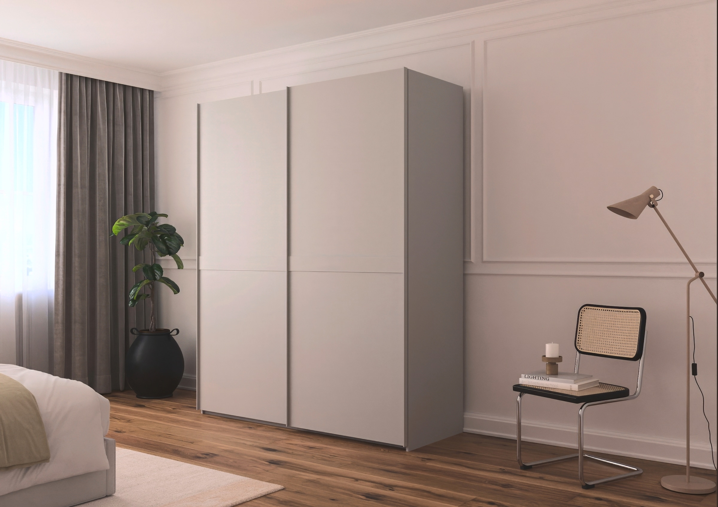 rauch Schwebetürenschrank »Kleiderschrank Schrank Garderobe Schlafzimmerschrank SCALE-LINE« edle Optik mit Bauchbinde in Korpusfarbe Dekorfront MADE IN GERMANY