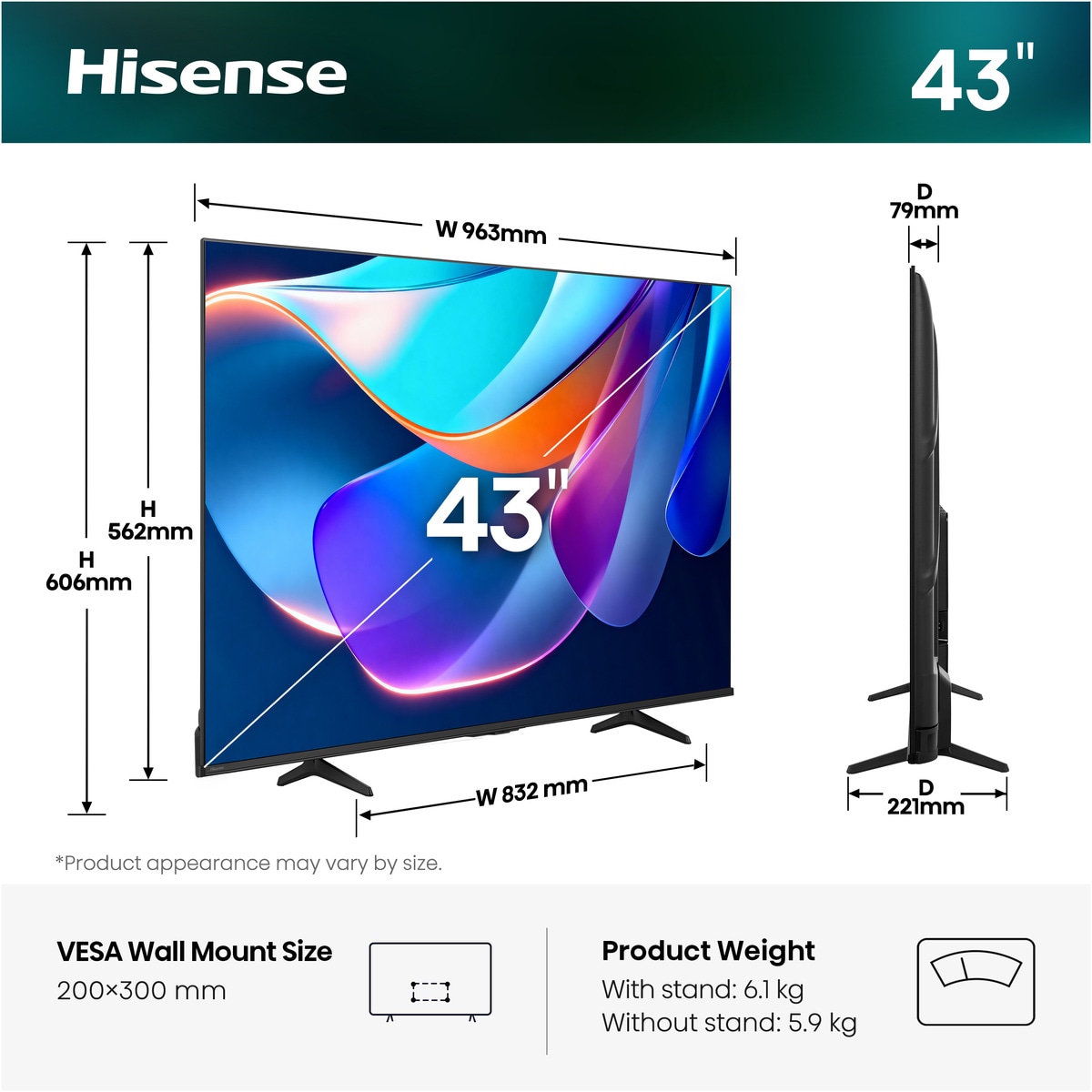 Hisense DLED-Fernseher »43E6DS« 108 cm/43 ″ Smart-TV