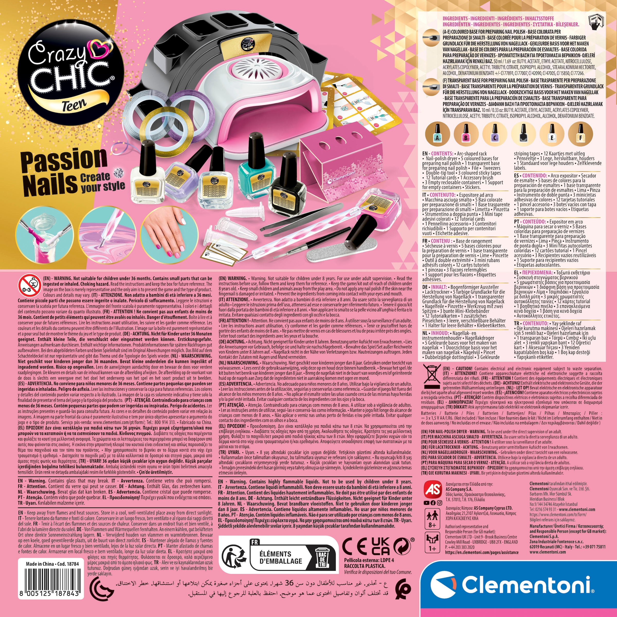 Clementoni® Kreativset »Crazy Chic, Passion Nails«, Made in Europe