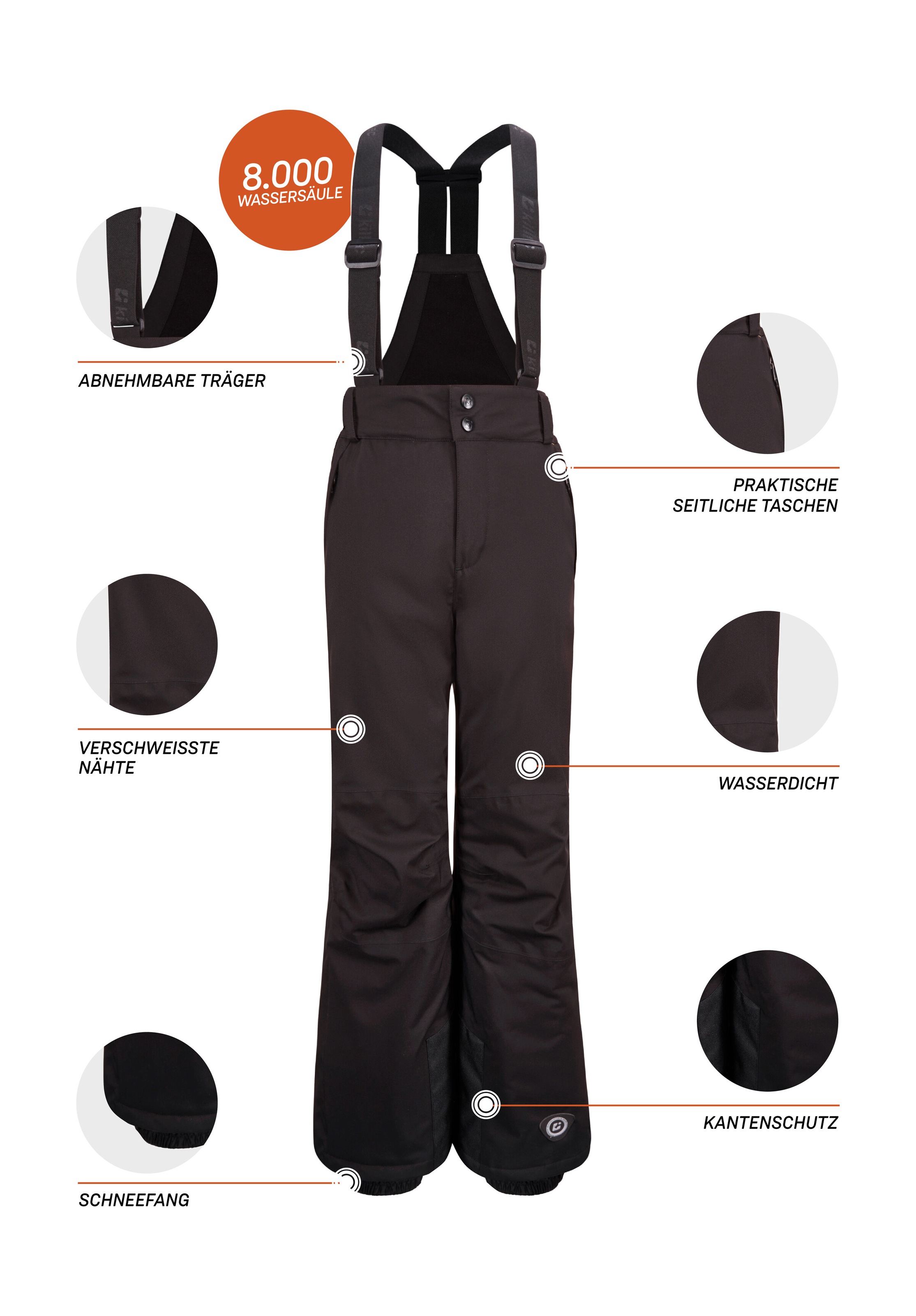 Killtec Skihose »Gauror Jr«, Skihose: 10.000 mm wasserdicht, verstärkt, Schneefang integriert