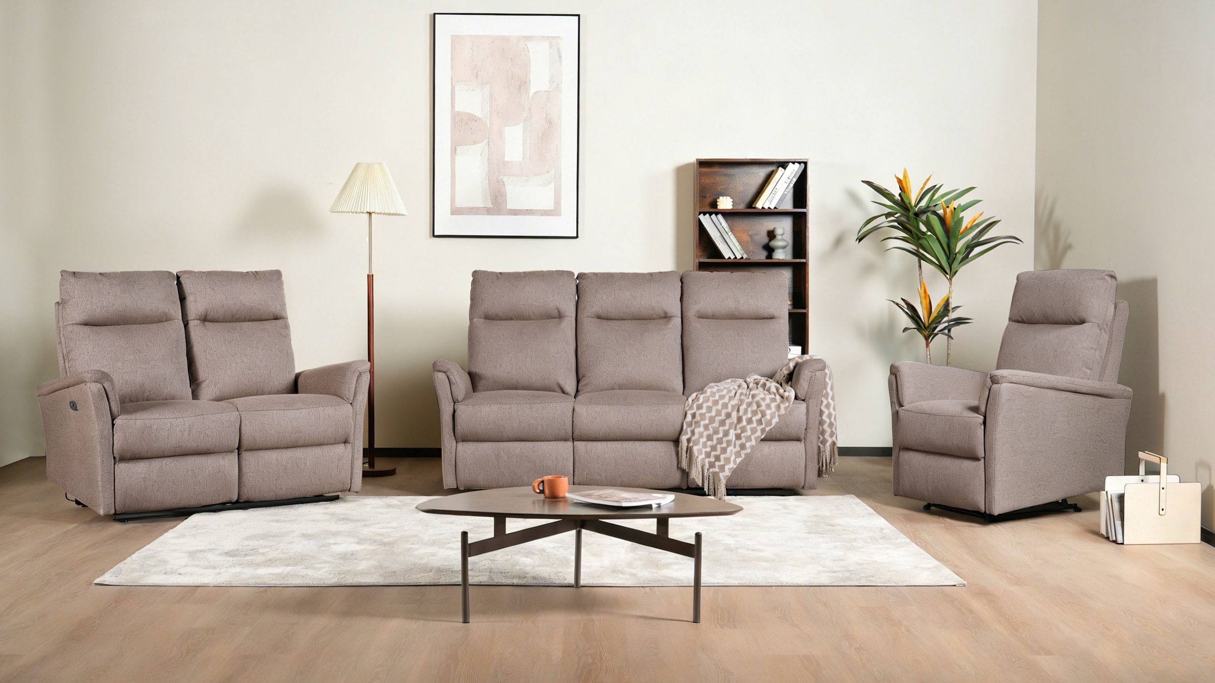 Home affaire Polstergarnitur »FINNARA, 3+2+1, elelektrische Relaxfunktion, USB A/C« Liegefunktion 105°-135°, Federkern,