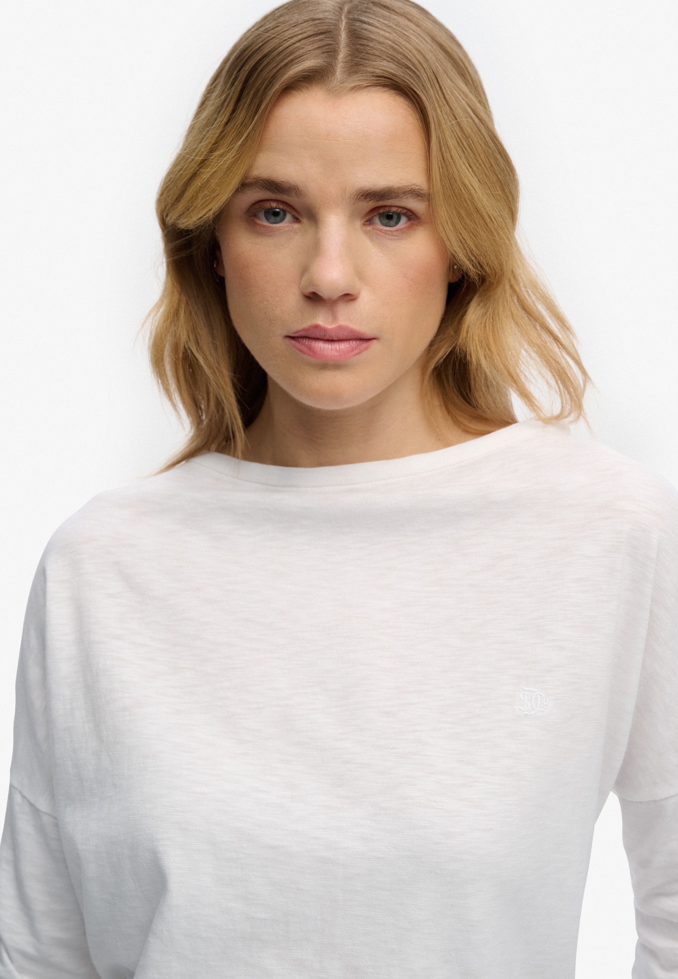 Superdry Langarmshirt »STUDIOS BOAT NECK SLUB LS TOP« Baumwollmischung, oversize