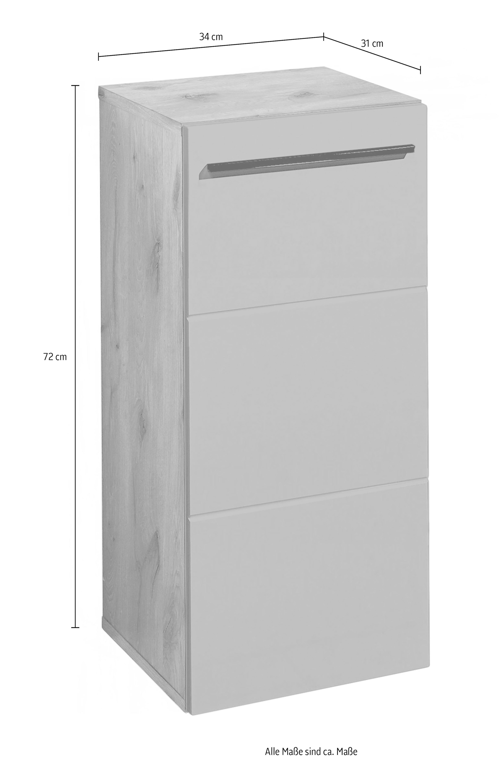 BASIC by Balculina Midischrank »Vista BxHxT 34x72x31 cm« 1 Stk. tlg. Breite 34cm, Kunststoffgriffe, Made in Europa